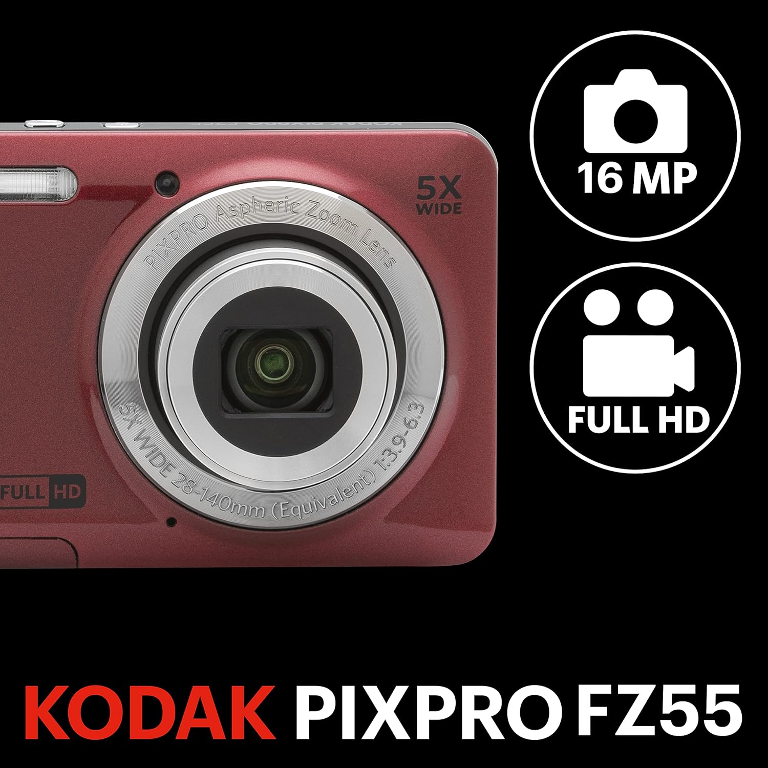 KODAK PIXPRO FZ55-RD 16MP Digital Camera... 3 KODAK PIXPRO FZ55-RD 16MP Digital Camera... - Image 3
