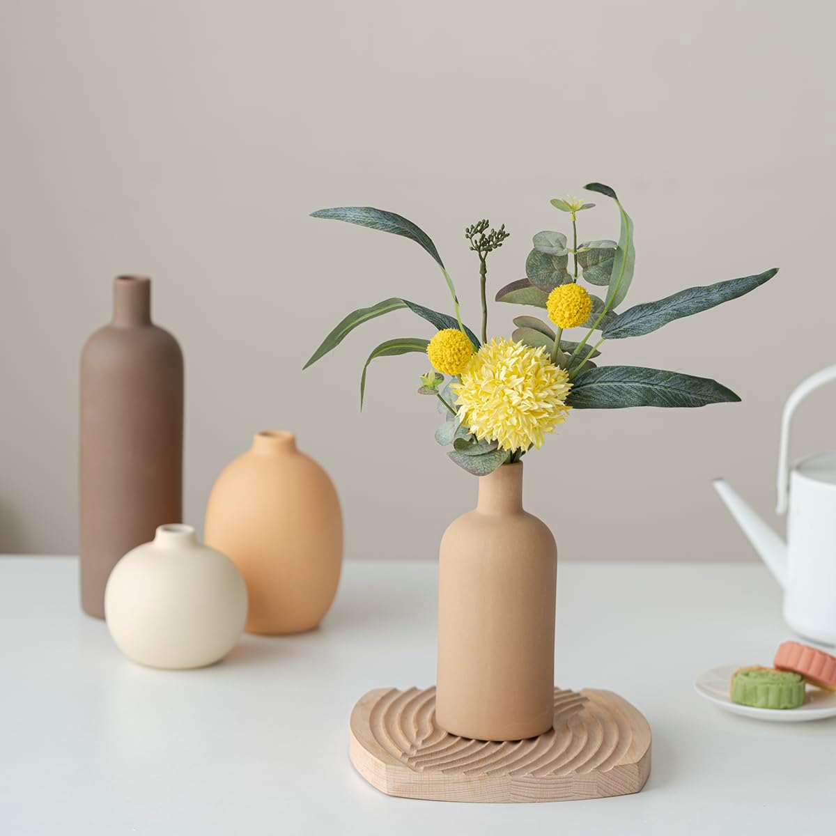 Modern Ceramic Vase Set, Neutral Colors,... 5 Modern Ceramic Vase Set, Neutral Colors,... - Image 5