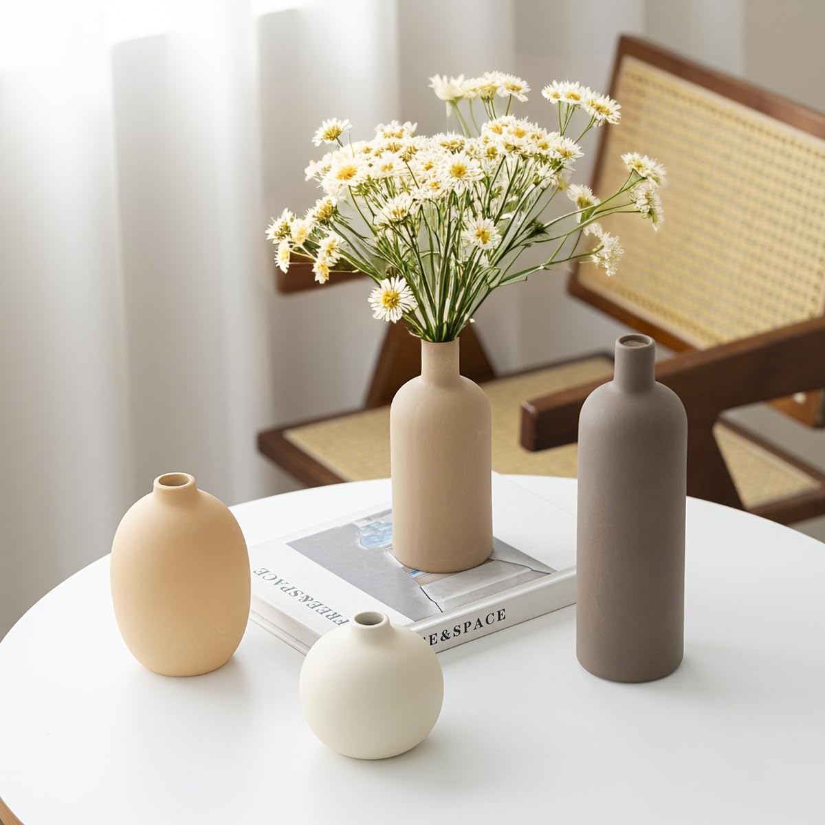 Modern Ceramic Vase Set, Neutral Colors,... 6 Modern Ceramic Vase Set, Neutral Colors,... - Image 6