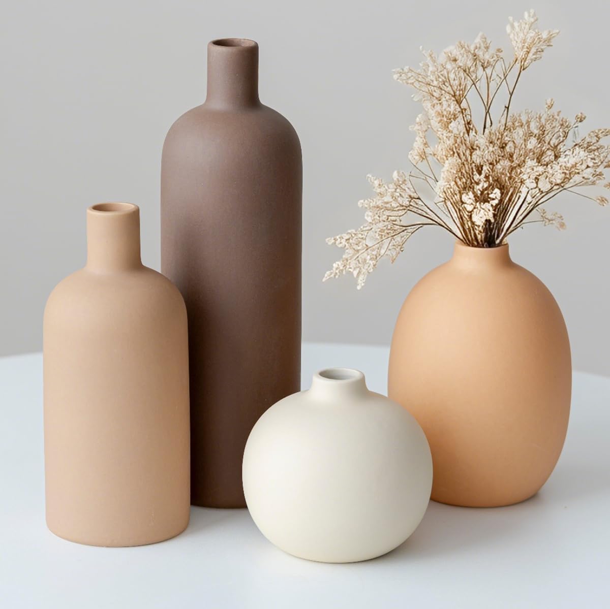 Modern Ceramic Vase Set, Neutral Colors,... 2 Modern Ceramic Vase Set, Neutral Colors,... - Image 2