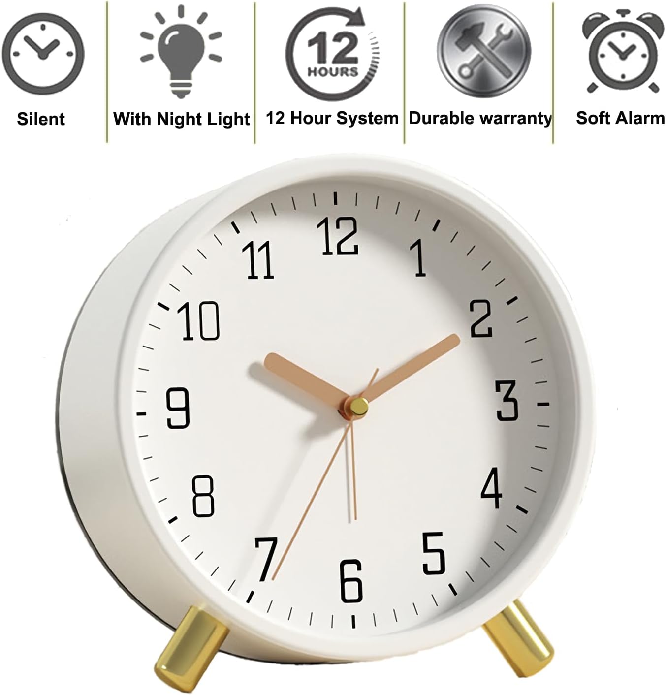 SHISEDECO Small Analog Alarm Clock, Batt... 4 SHISEDECO Small Analog Alarm Clock, Batt... - Image 4