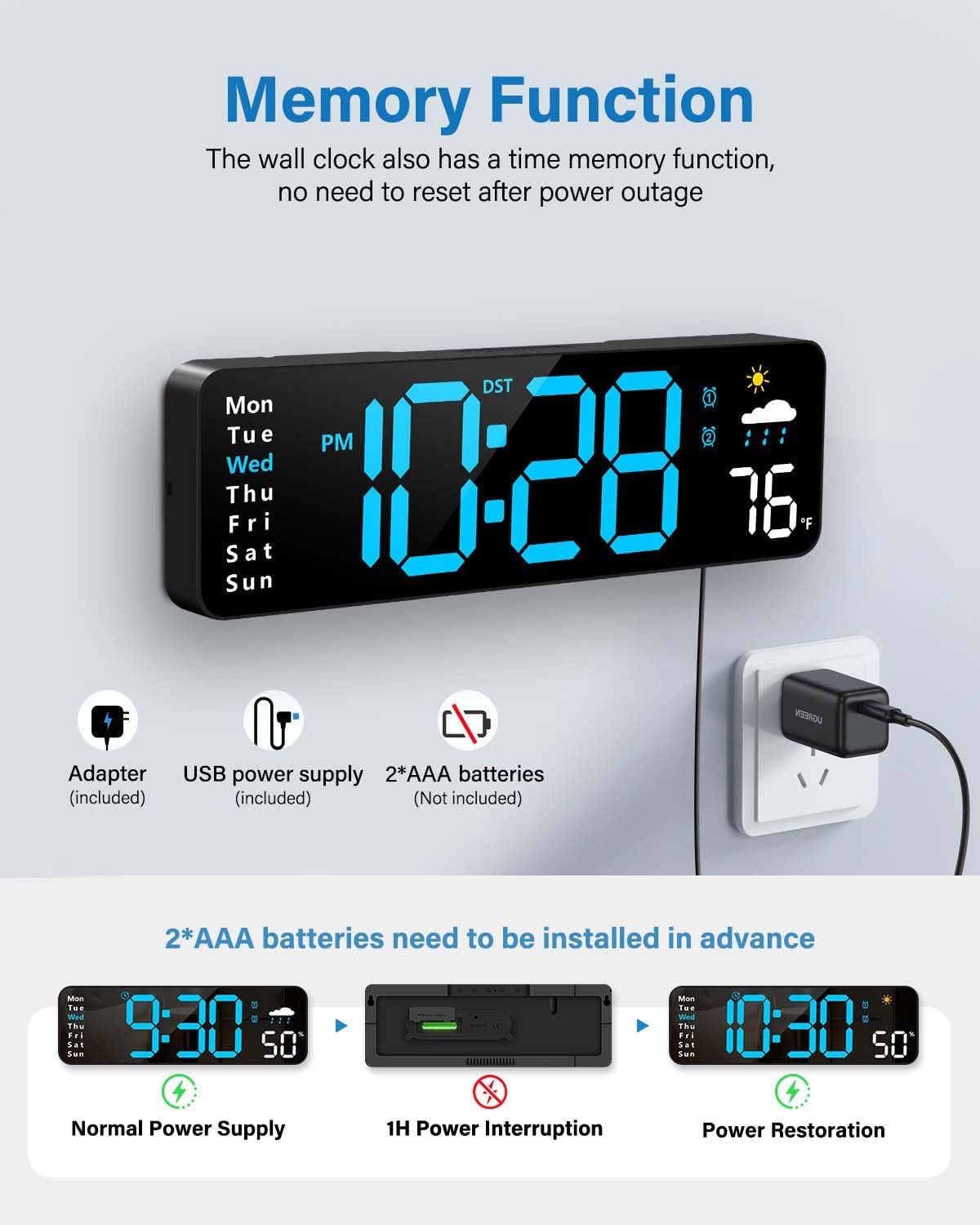 Digital Wall Clock, Digital Clock Large ... 6 Digital Wall Clock, Digital Clock Large ... - Image 6