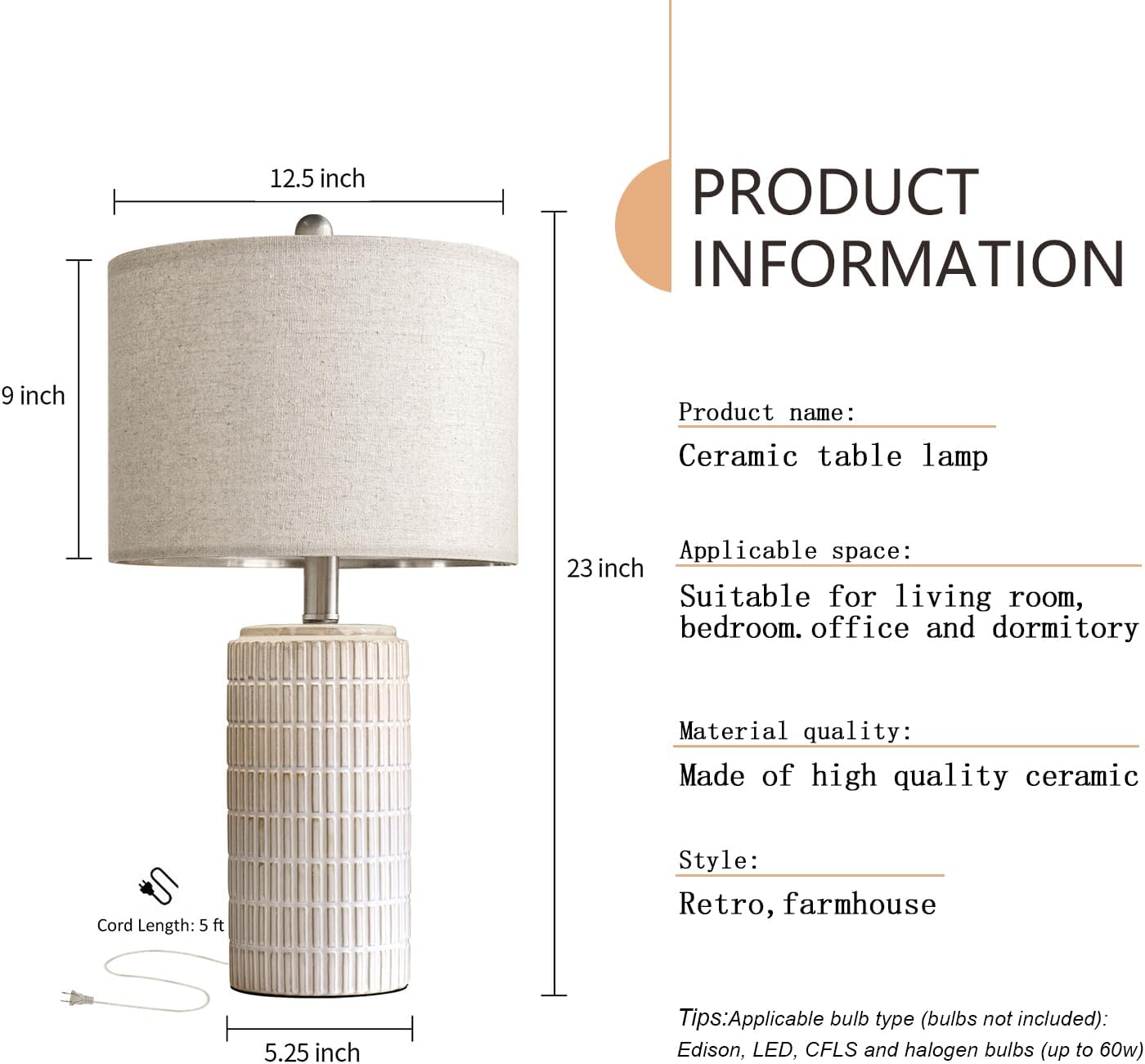 PoKat 23" Modern Ceramic Table Lamp Set ... 8 PoKat 23" Modern Ceramic Table Lamp Set ... - Image 8