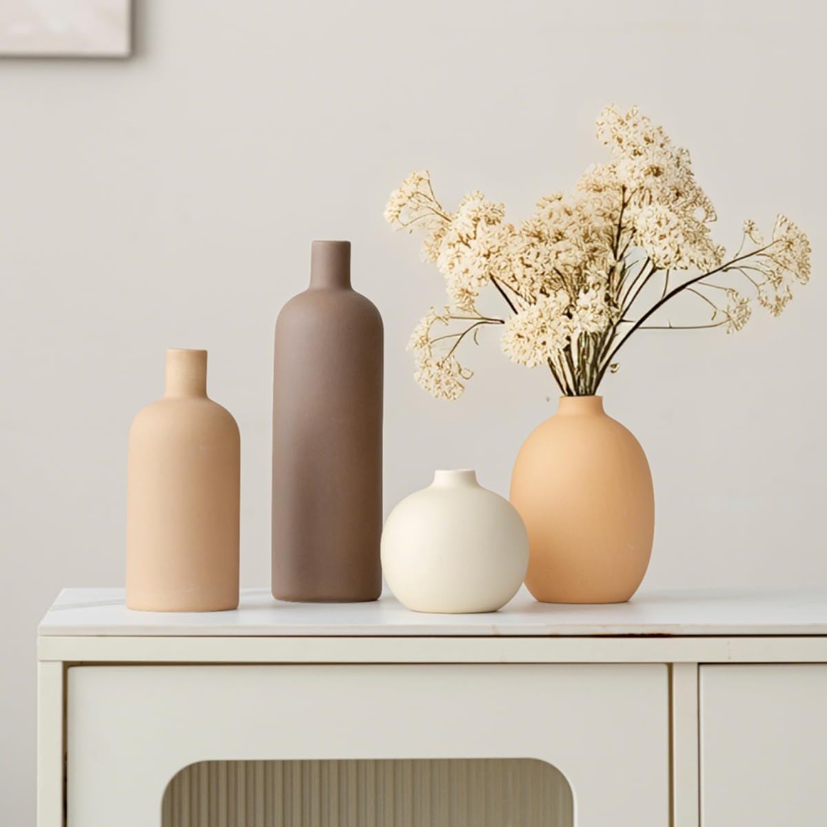 Modern Ceramic Vase Set, Neutral Colors,... 3 Modern Ceramic Vase Set, Neutral Colors,... - Image 3