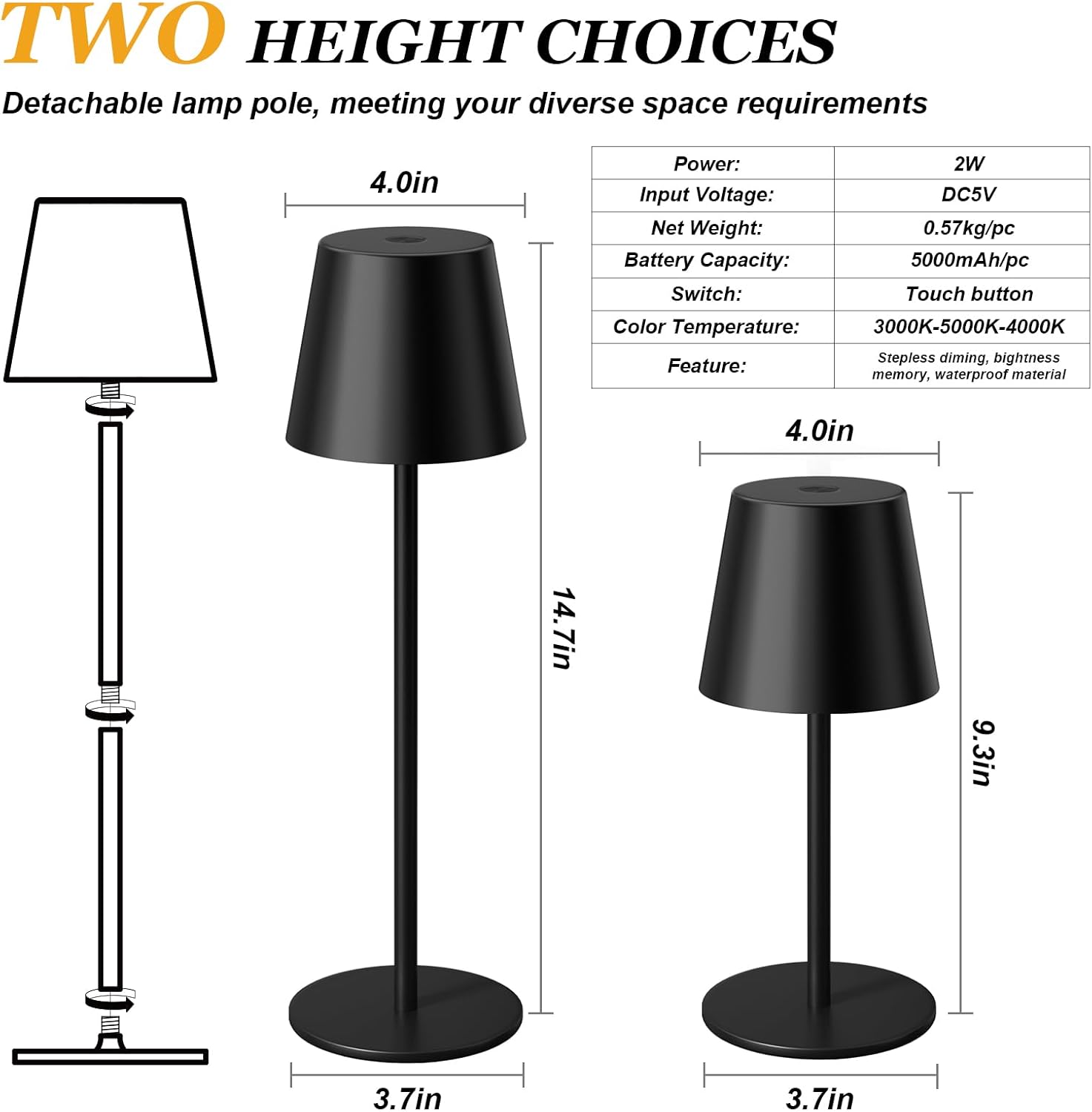 Kakanuo Cordless Table Lamp Rechargeable... 7 Kakanuo Cordless Table Lamp Rechargeable... - Image 7