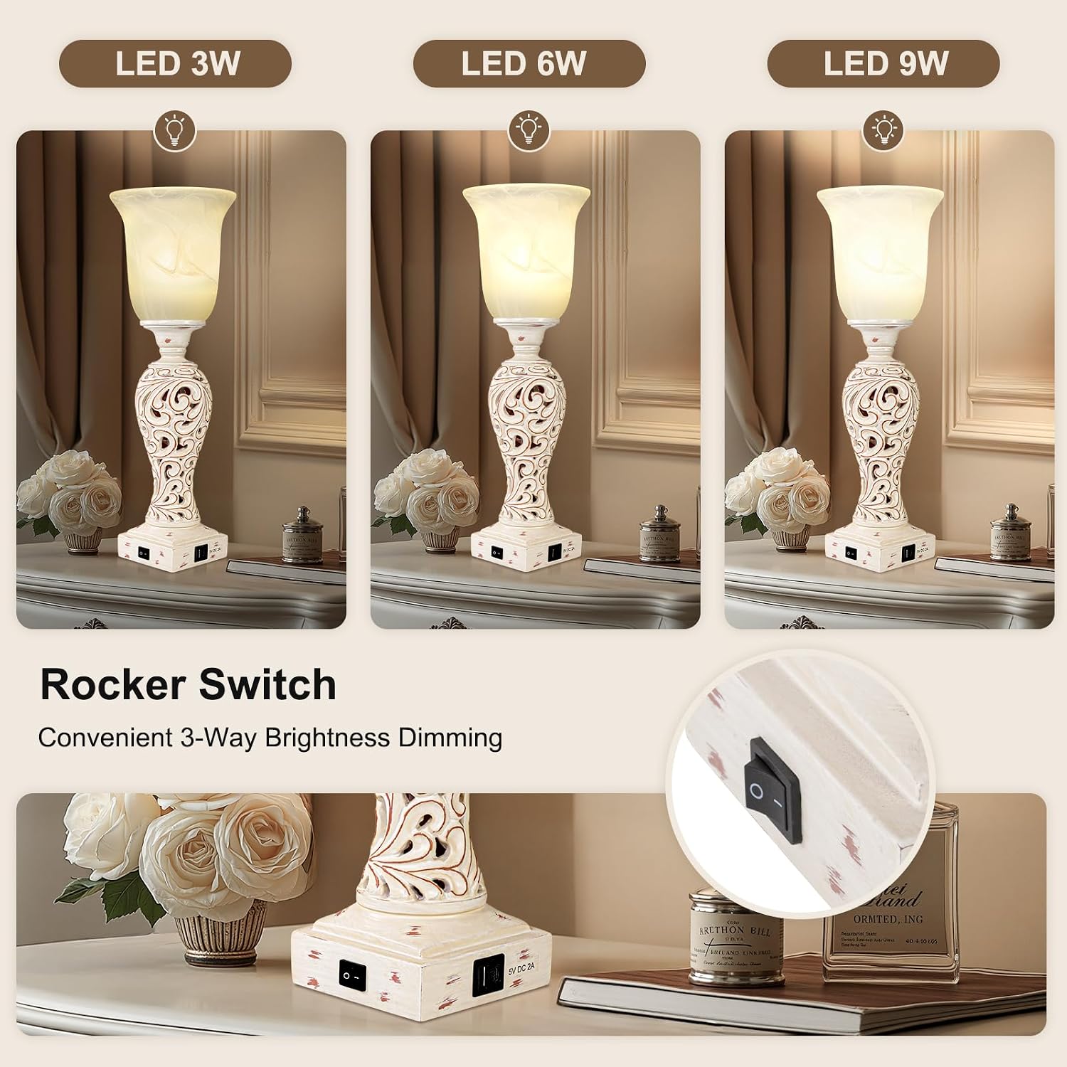 20" Bedside Lamp for Bedroom, Torchiere ... 5 20" Bedside Lamp for Bedroom, Torchiere ... - Image 5