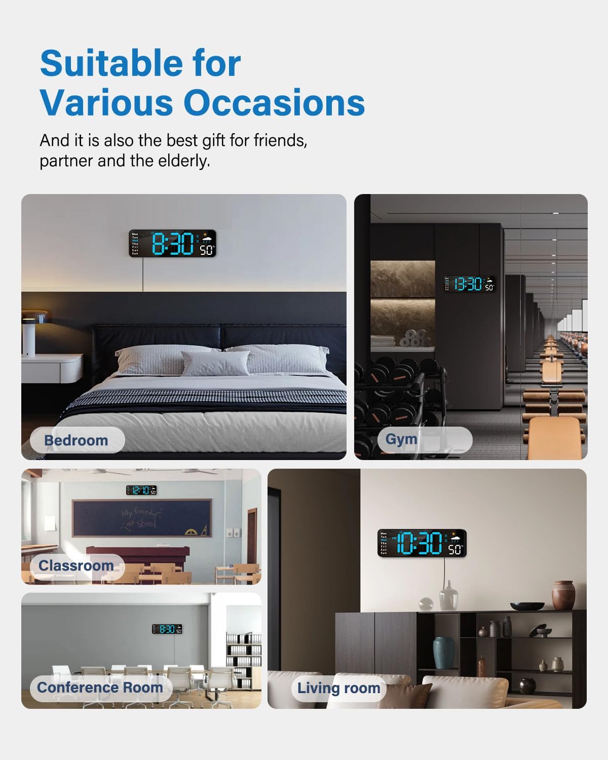 Digital Wall Clock, Digital Clock Large ... 9 Digital Wall Clock, Digital Clock Large ... - Image 9