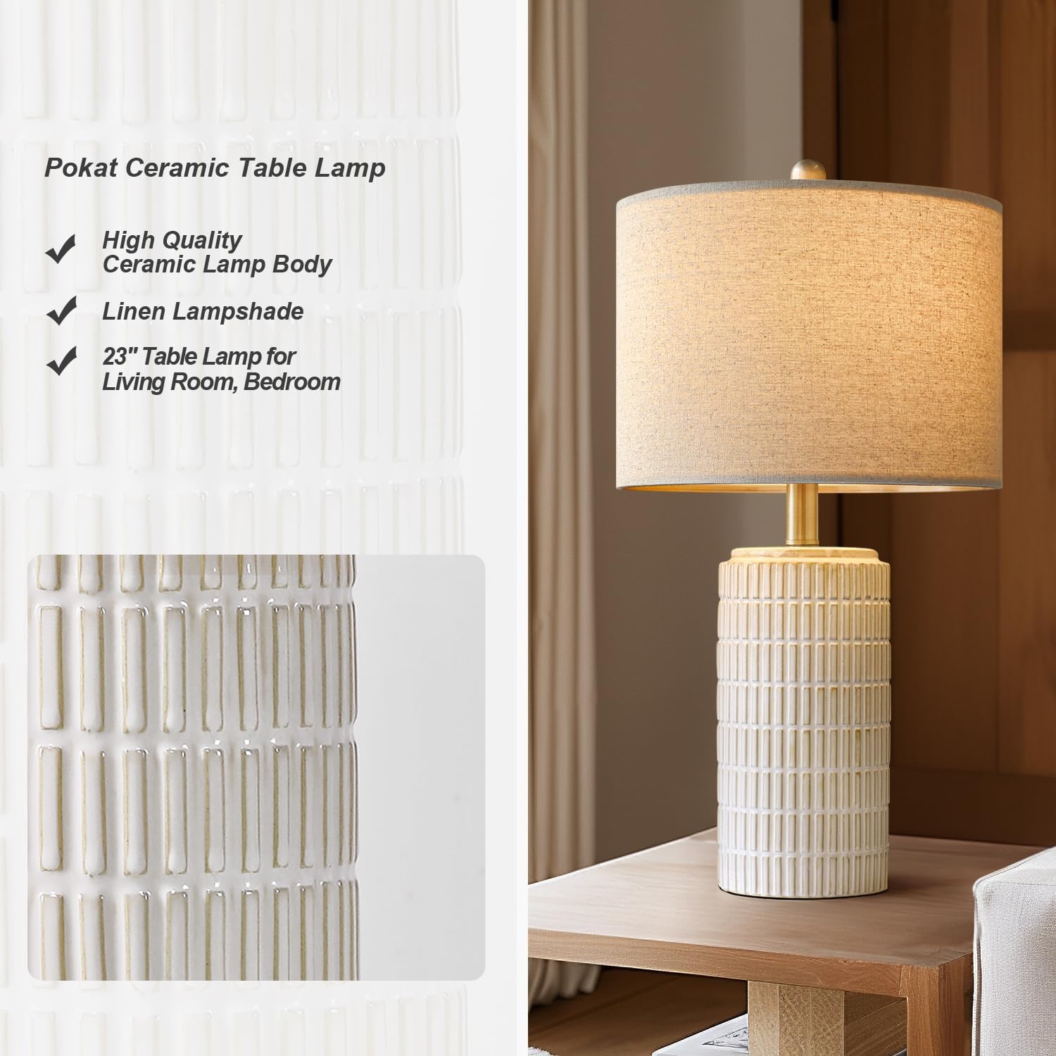 PoKat 23" Modern Ceramic Table Lamp Set ... 4 PoKat 23" Modern Ceramic Table Lamp Set ... - Image 4