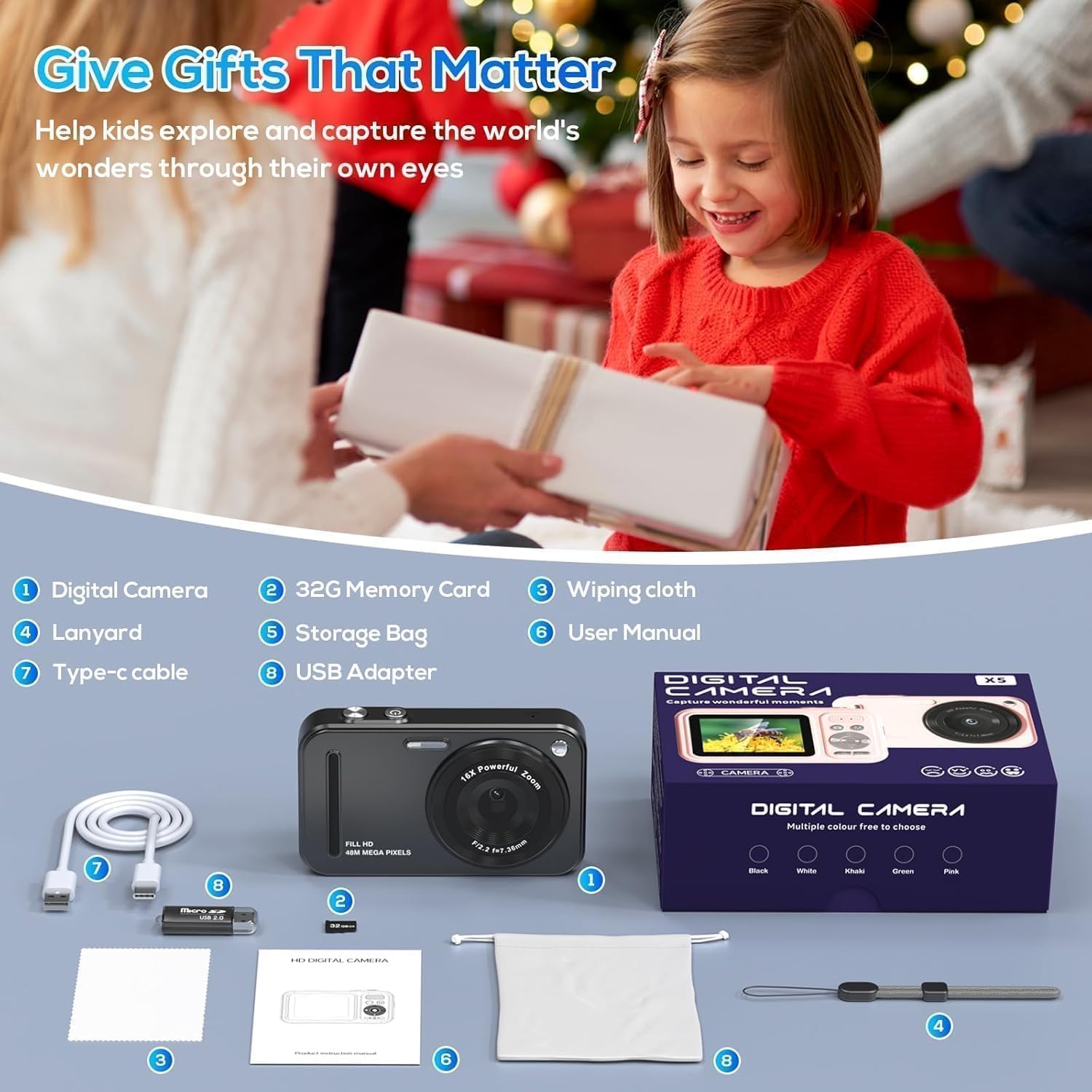 Digital Camera for Kids, 48MP FHD 1080P ... 8 Digital Camera for Kids, 48MP FHD 1080P ... - Image 8
