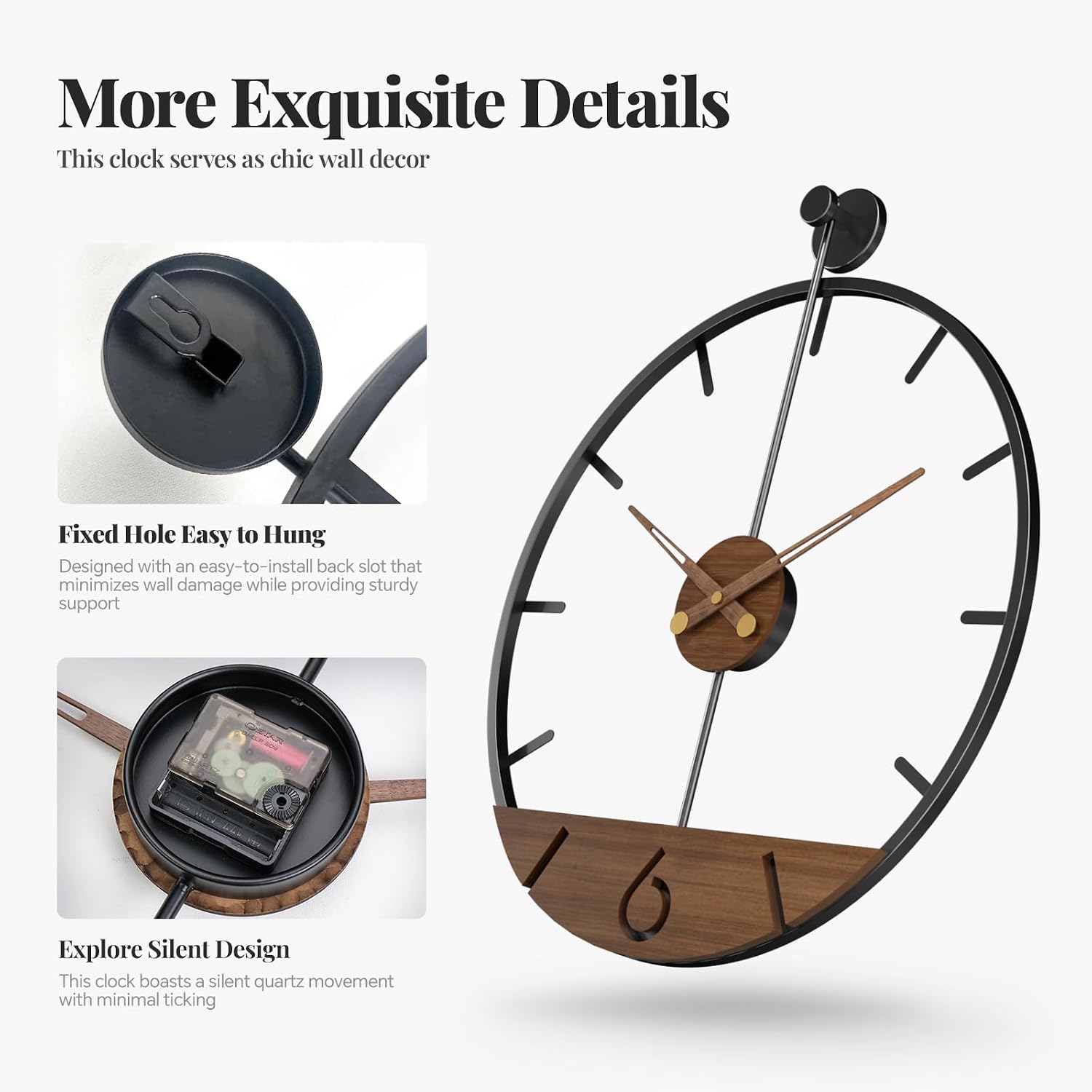 Large Wall Clock 30 Inch, Modern Farmhou... 6 Large Wall Clock 30 Inch, Modern Farmhou... - Image 6