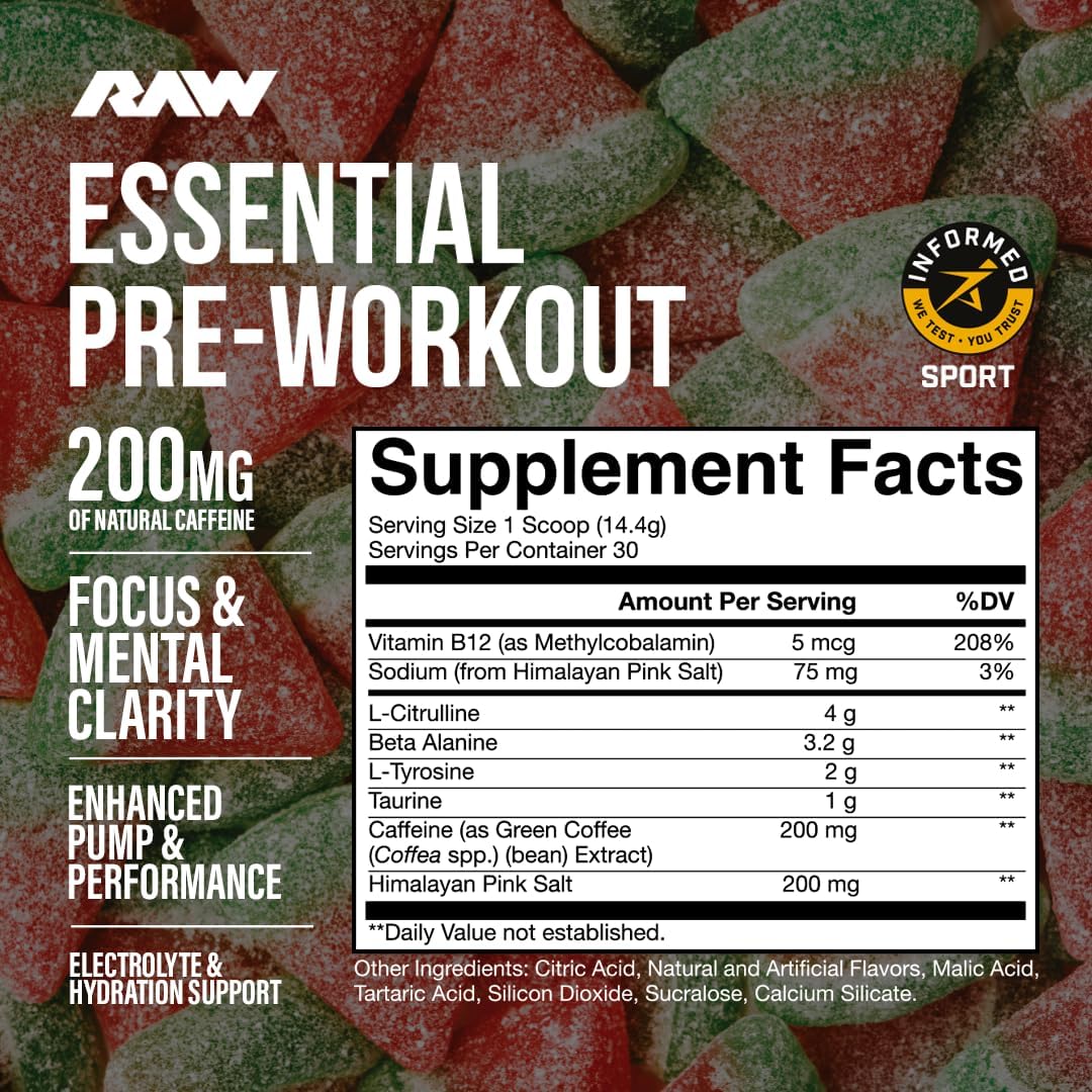 RAW Essential Pre-Workout Powder (Sour W... 10 RAW Essential Pre-Workout Powder (Sour W... - Image 10