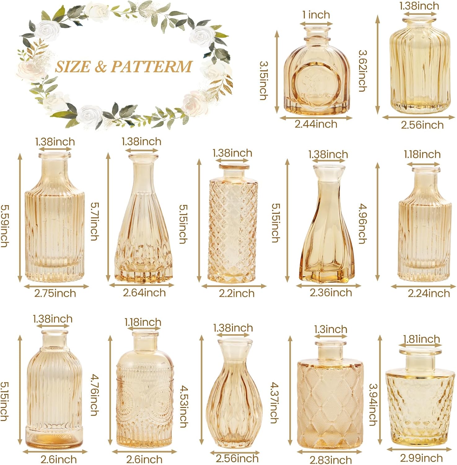 UPBUD Amber Glass Bud Vases Set of 12, G... 6 UPBUD Amber Glass Bud Vases Set of 12, G... - Image 6