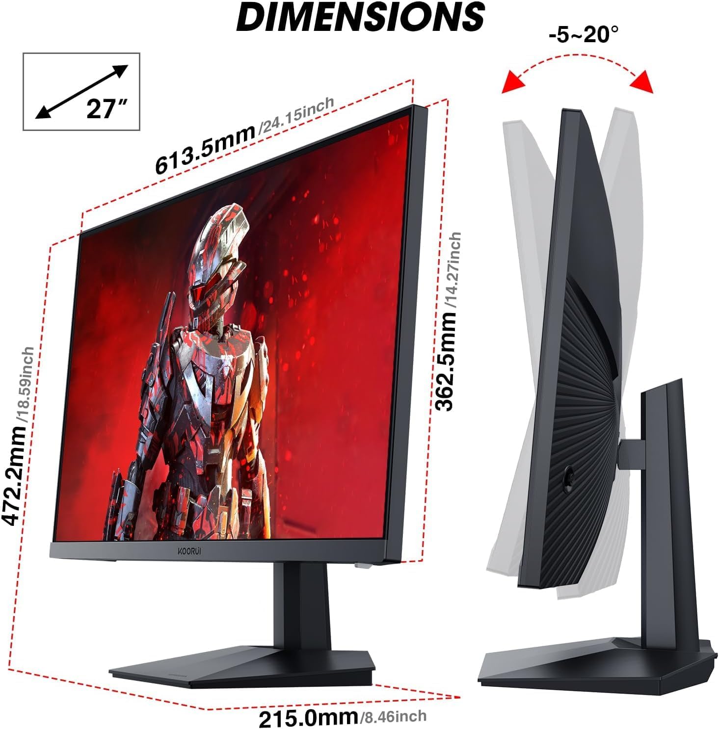 KOORUI 27" FHD 1080p Gaming Monitor 240H... 8 KOORUI 27" FHD 1080p Gaming Monitor 240H... - Image 8