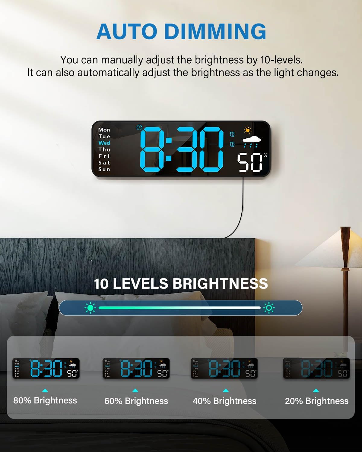 Digital Wall Clock, Digital Clock Large ... 4 Digital Wall Clock, Digital Clock Large ... - Image 4