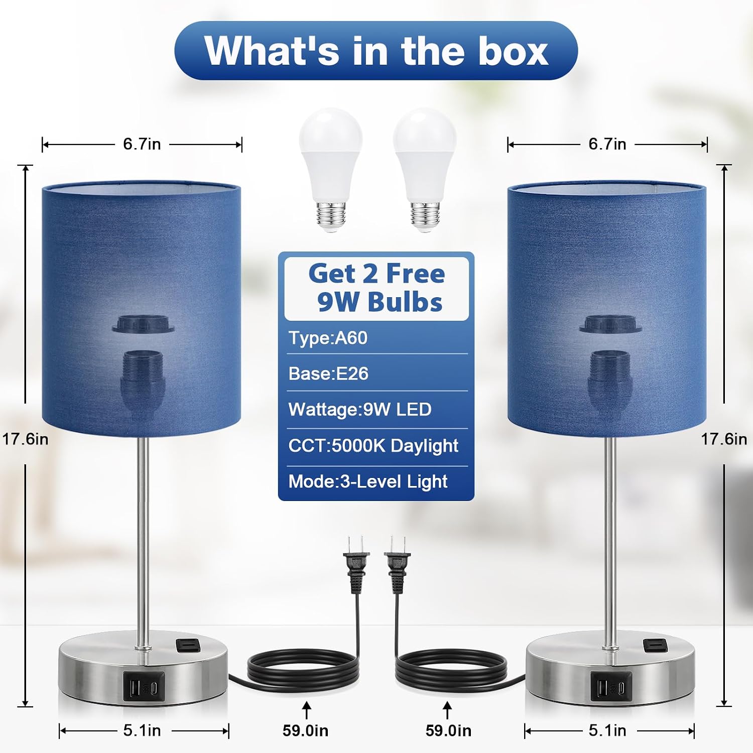 Touch Lamps for Bedroom Set of 2 - Dimma... 5 Touch Lamps for Bedroom Set of 2 - Dimma... - Image 5
