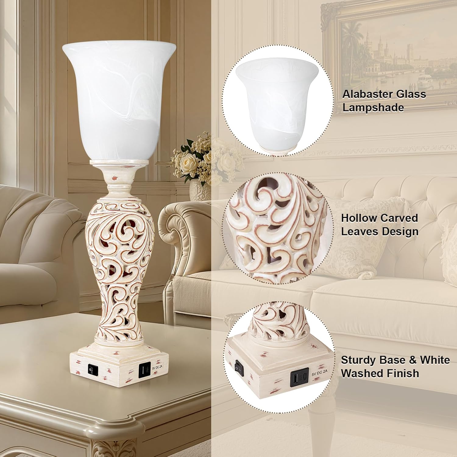20" Bedside Lamp for Bedroom, Torchiere ... 4 20" Bedside Lamp for Bedroom, Torchiere ... - Image 4
