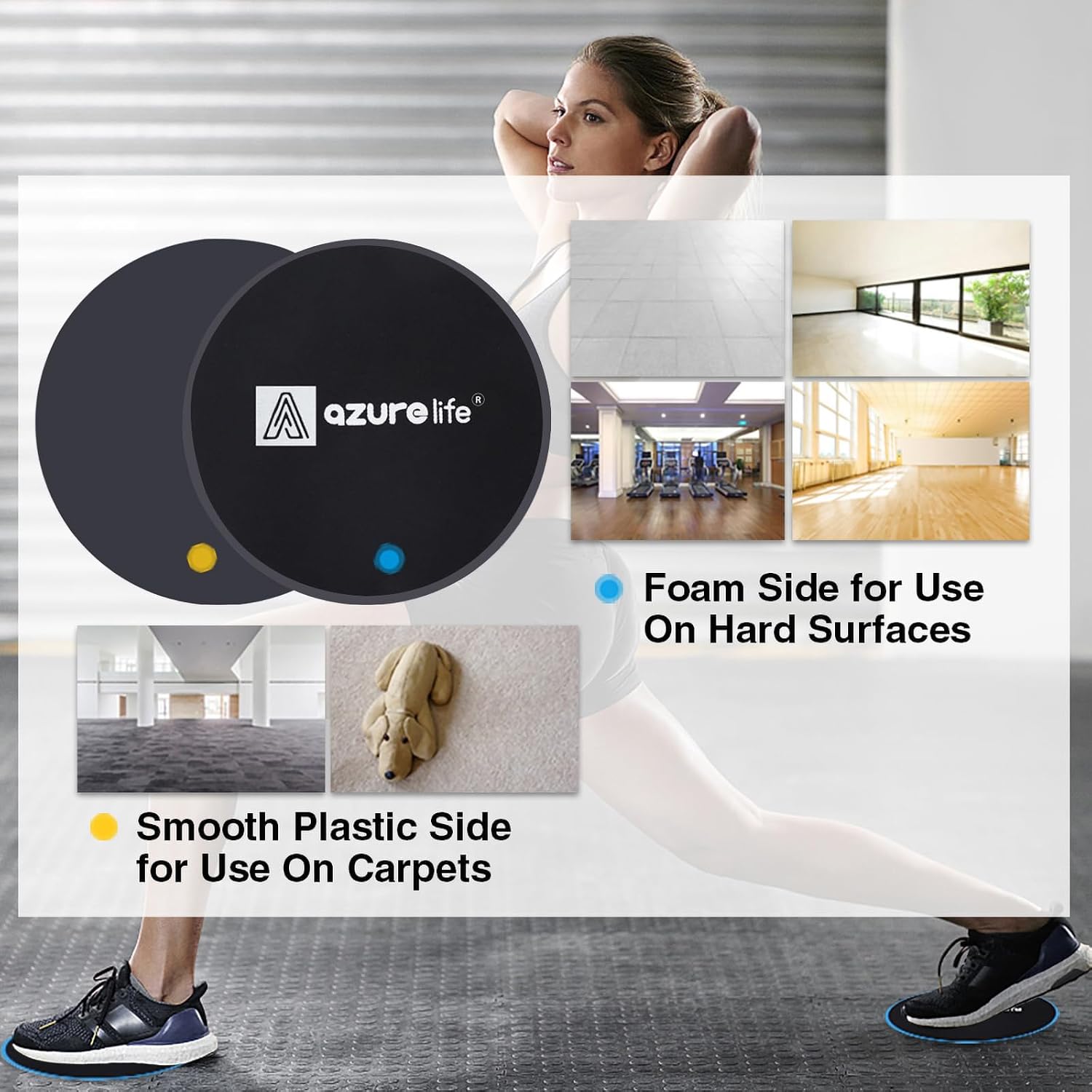 A AZURELIFE Exercise Core Sliders, Dual ... 3 A AZURELIFE Exercise Core Sliders, Dual ... - Image 3