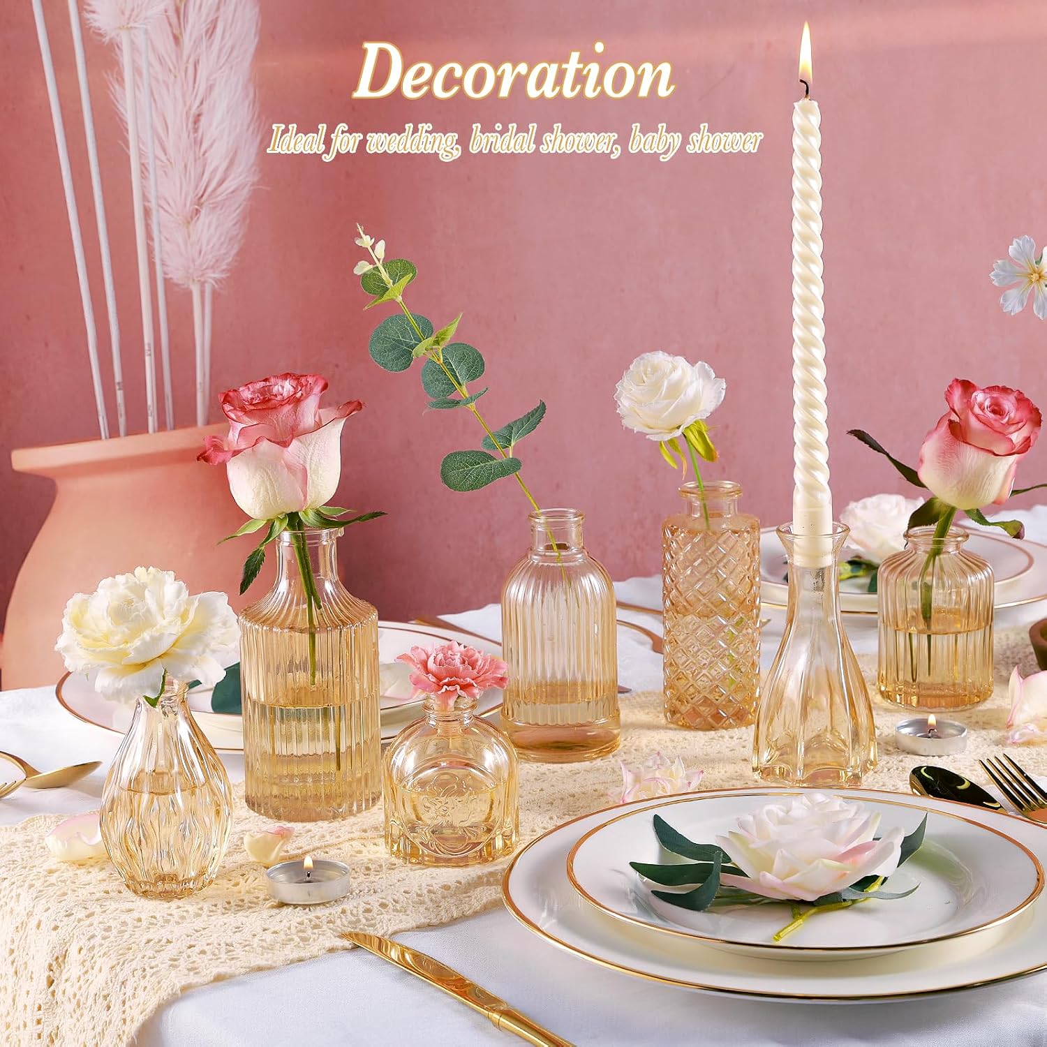 UPBUD Amber Glass Bud Vases Set of 12, G... 4 UPBUD Amber Glass Bud Vases Set of 12, G... - Image 4
