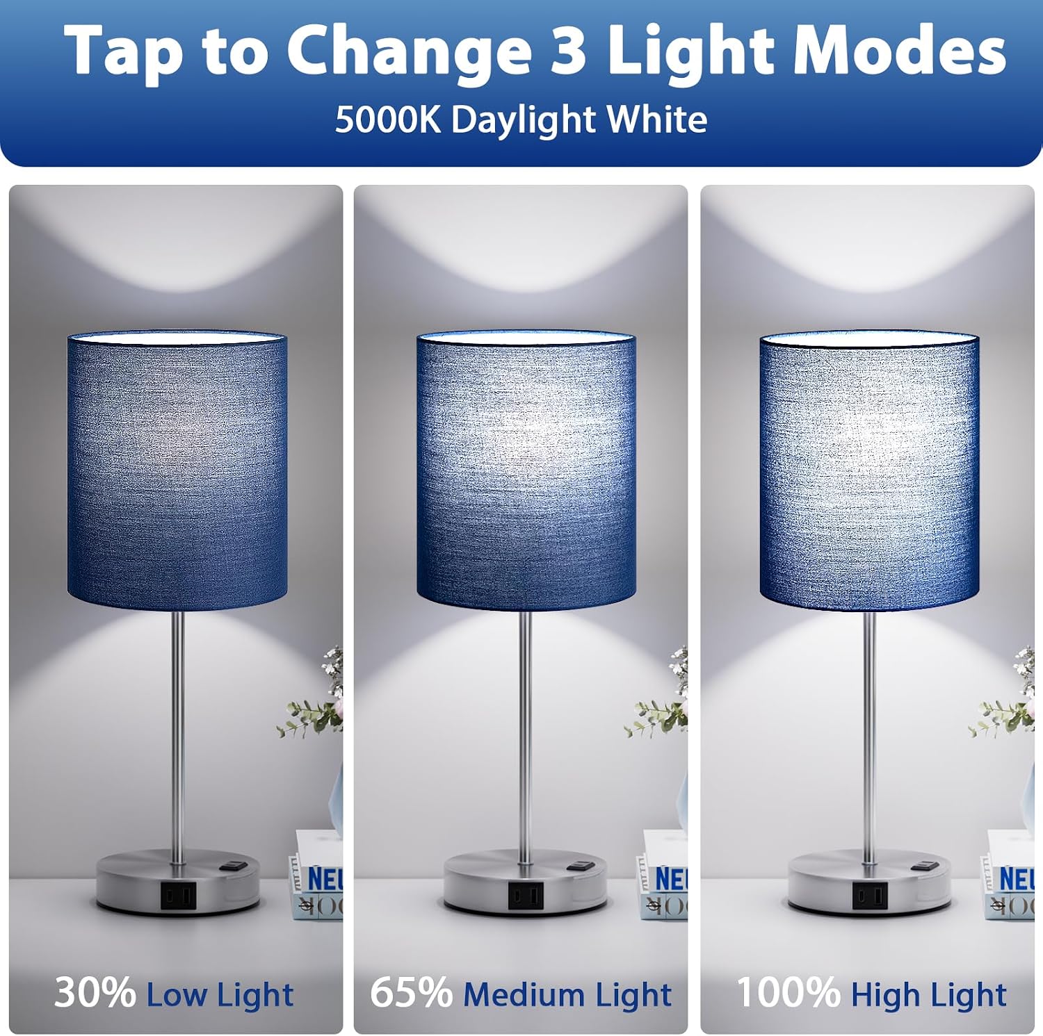 Touch Lamps for Bedroom Set of 2 - Dimma... 4 Touch Lamps for Bedroom Set of 2 - Dimma... - Image 4