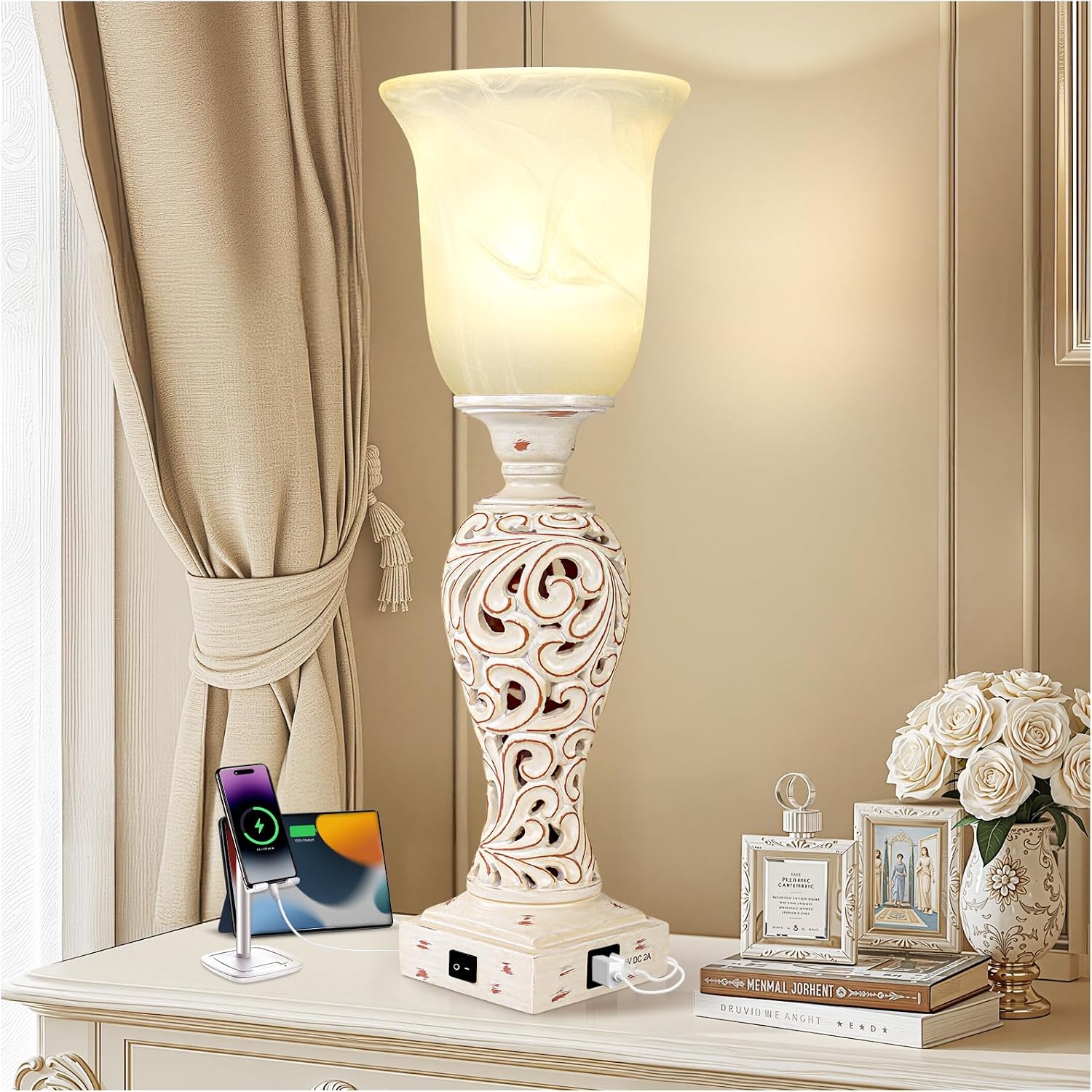 20" Bedside Lamp for Bedroom, Torchiere ... 2 20" Bedside Lamp for Bedroom, Torchiere ... - Image 2
