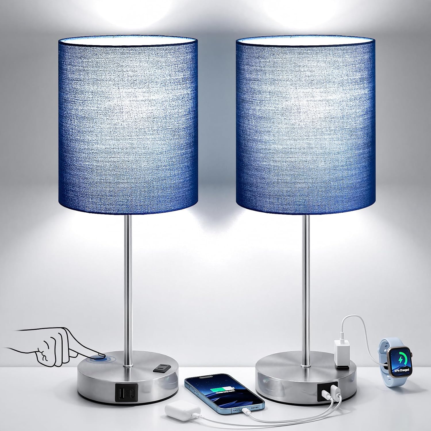Touch Lamps for Bedroom Set of 2 - Dimma... 2 Touch Lamps for Bedroom Set of 2 - Dimma... - Image 2
