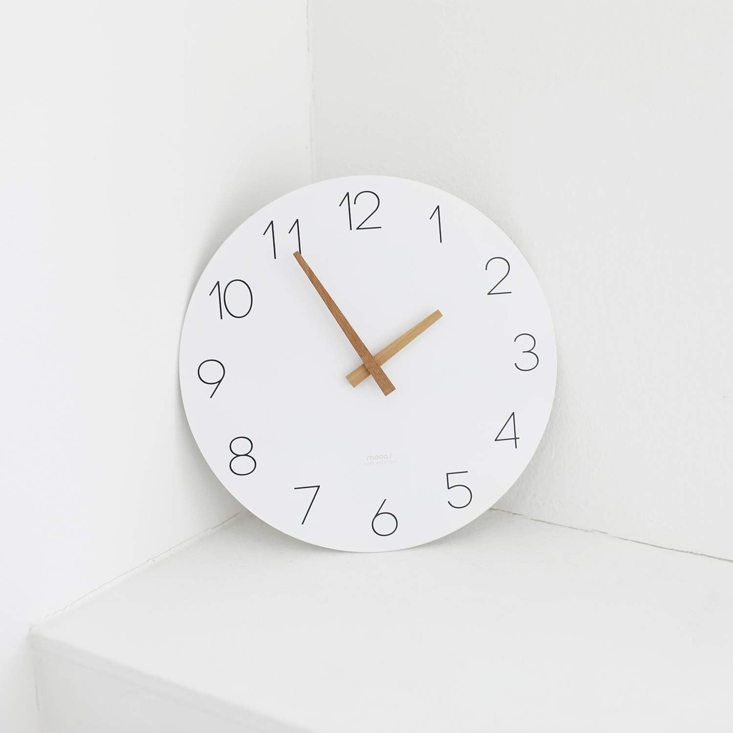 mooas Flatwood Wall Clock, 12" Analog Wa... 3 mooas Flatwood Wall Clock, 12" Analog Wa... - Image 3