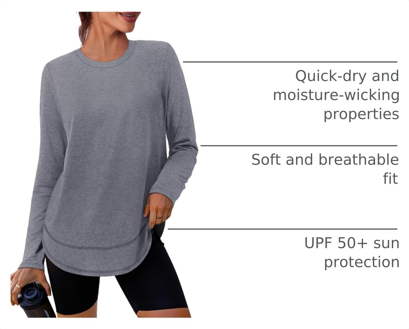 XIEERDUO Women's Workout Tops Long Sleev... 4 XIEERDUO Women's Workout Tops Long Sleev... - Image 4