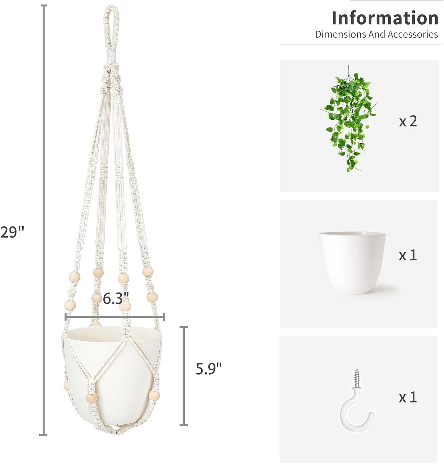 Mkono Fake Hanging Plant, Macrame Hanger... 6 Mkono Fake Hanging Plant, Macrame Hanger... - Image 6