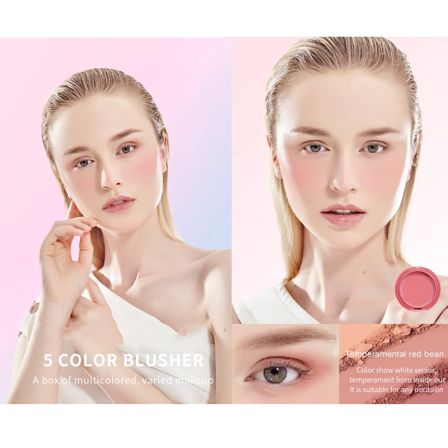 5 Colors Face Blusher Palette Waterproof... 4 5 Colors Face Blusher Palette Waterproof... - Image 4