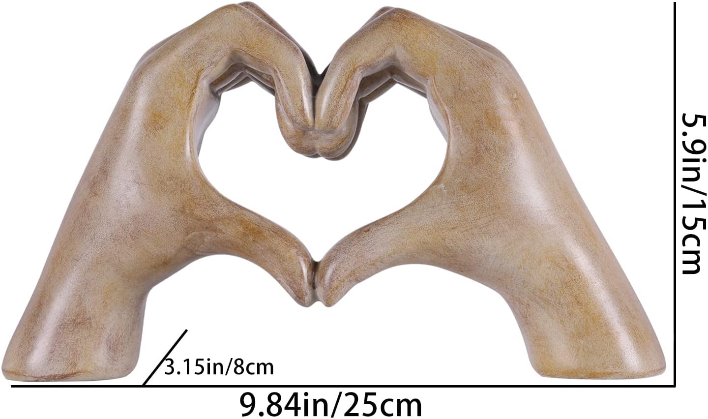 Heart Hand Sculpture, Wood Grain Home De... 2 Heart Hand Sculpture, Wood Grain Home De... - Image 2