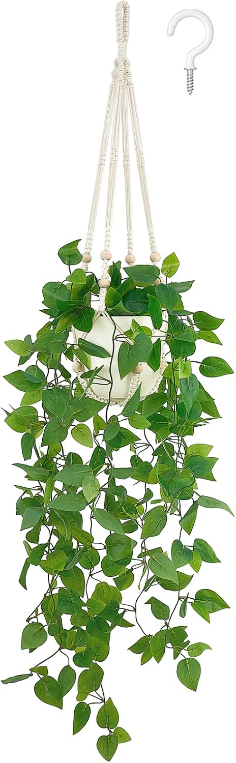 Mkono Fake Hanging Plant, Macrame Hanger... 2 Mkono Fake Hanging Plant, Macrame Hanger... - Image 2