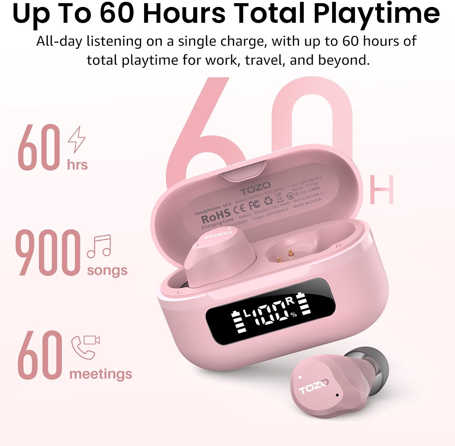 TOZO NC9 Hybrid Active Noise Cancelling ... 4 TOZO NC9 Hybrid Active Noise Cancelling ... - Image 4