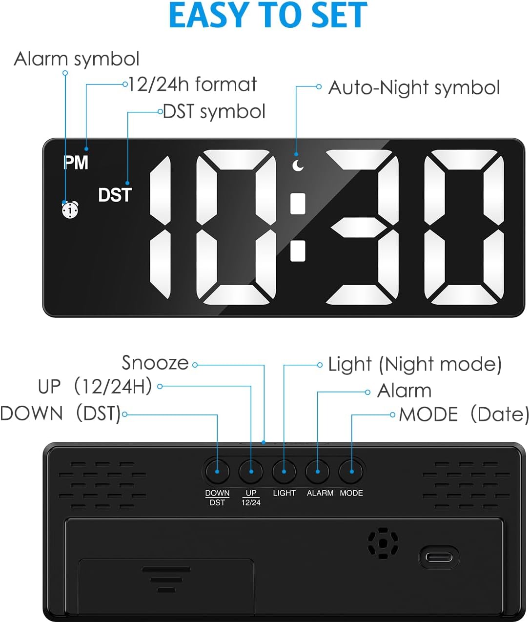 AMIR Digital Alarm Clock, LED Clock for ... 3 AMIR Digital Alarm Clock, LED Clock for ... - Image 3
