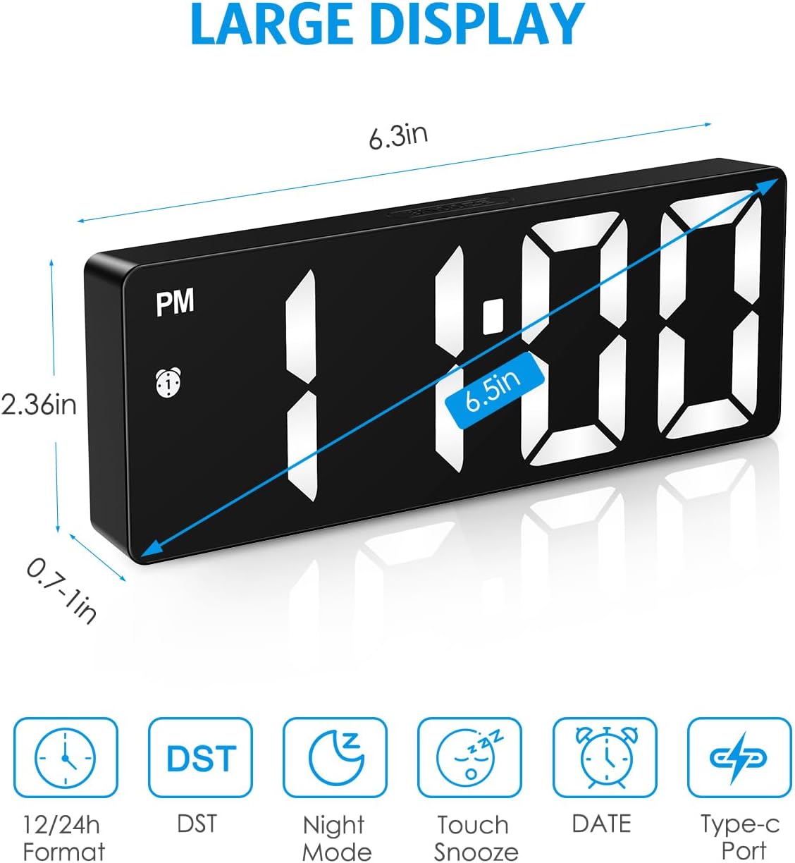 AMIR Digital Alarm Clock, LED Clock for ... 2 AMIR Digital Alarm Clock, LED Clock for ... - Image 2