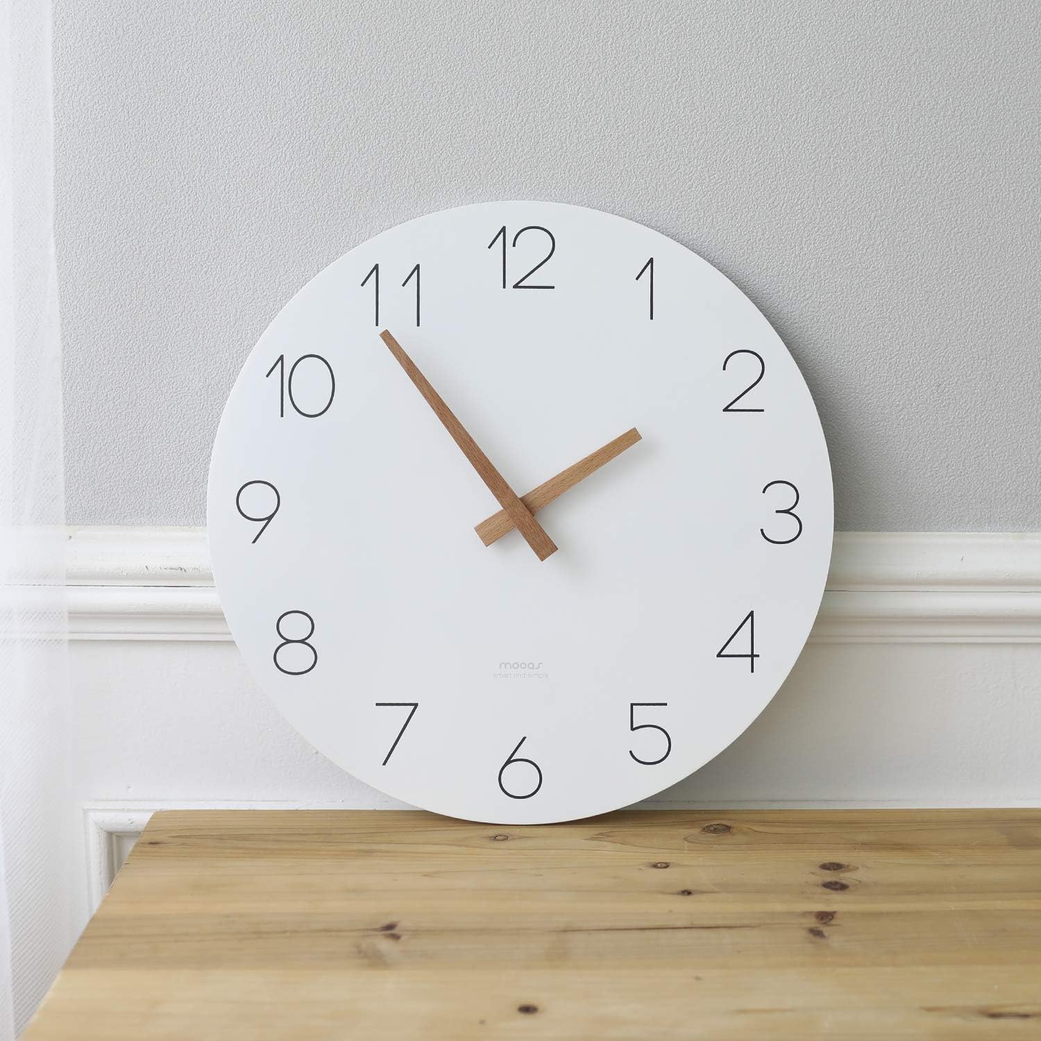 mooas Flatwood Wall Clock, 12" Analog Wa... 8 mooas Flatwood Wall Clock, 12" Analog Wa... - Image 8