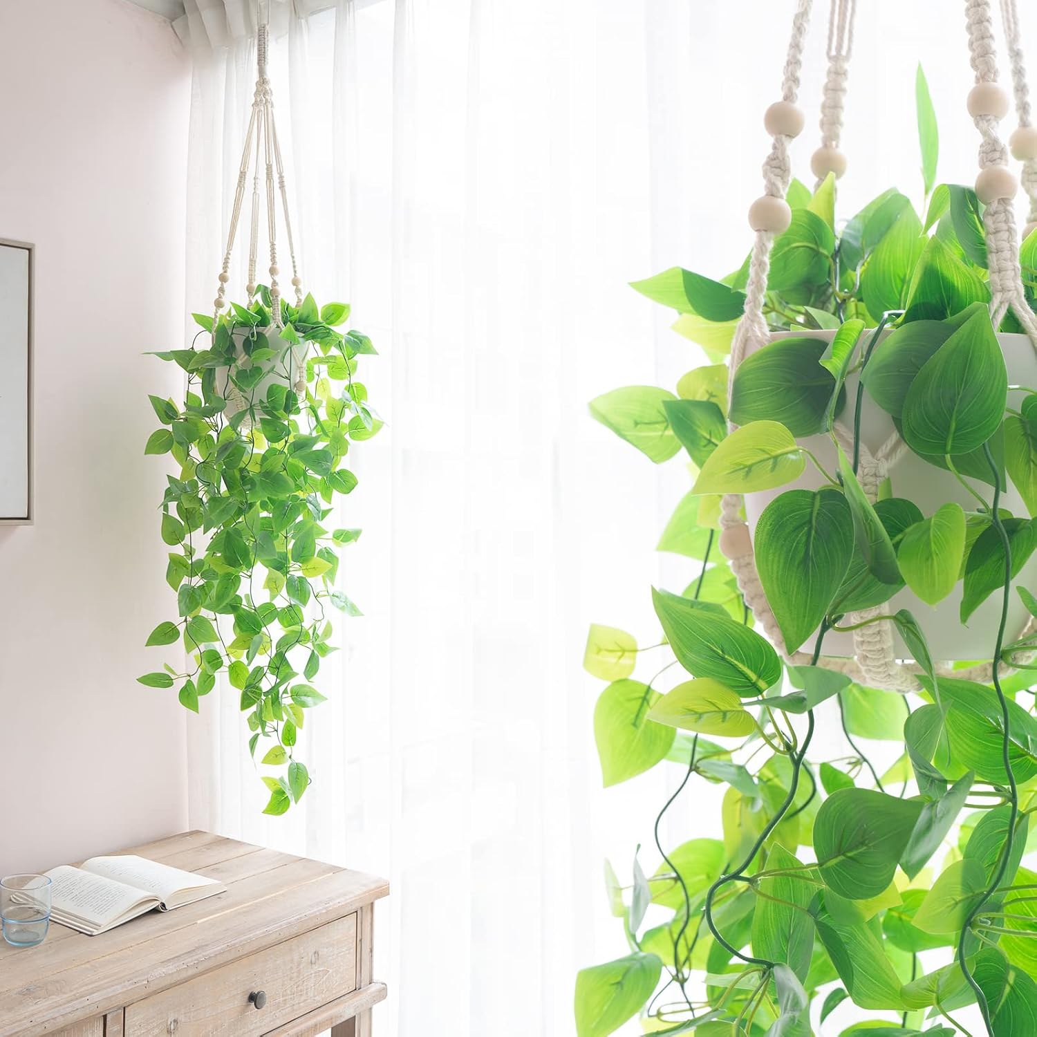 Mkono Fake Hanging Plant, Macrame Hanger... 3 Mkono Fake Hanging Plant, Macrame Hanger... - Image 3