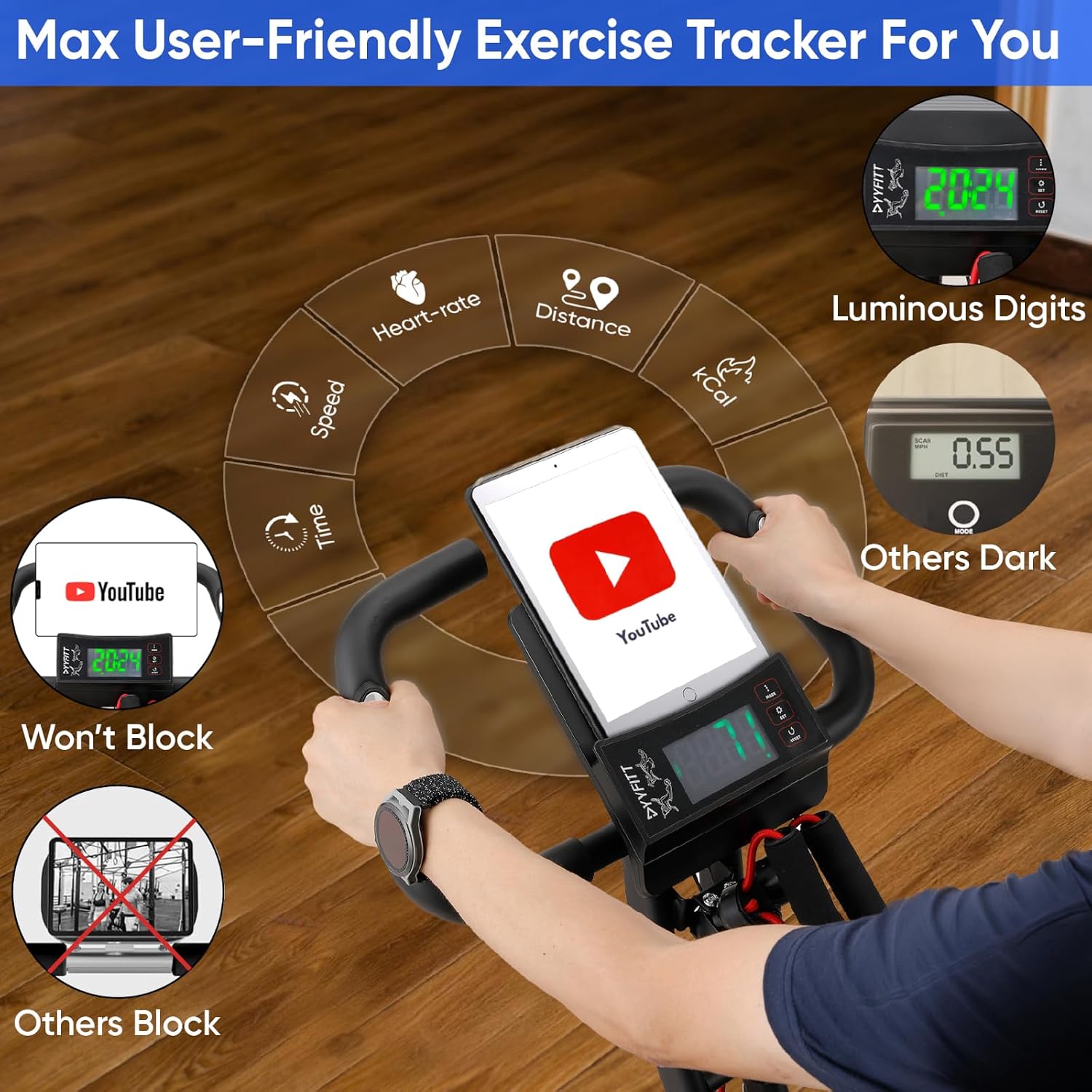 3-IN-1 Exercise Bike with Luminous Digit... 3 3-IN-1 Exercise Bike with Luminous Digit... - Image 3