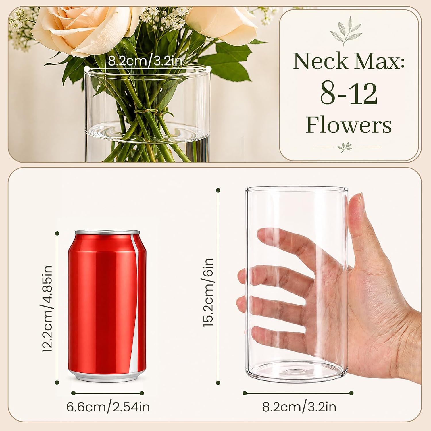 UPBUD 6 Inch Glass Cylinder Vases for Ce... 3 UPBUD 6 Inch Glass Cylinder Vases for Ce... - Image 3