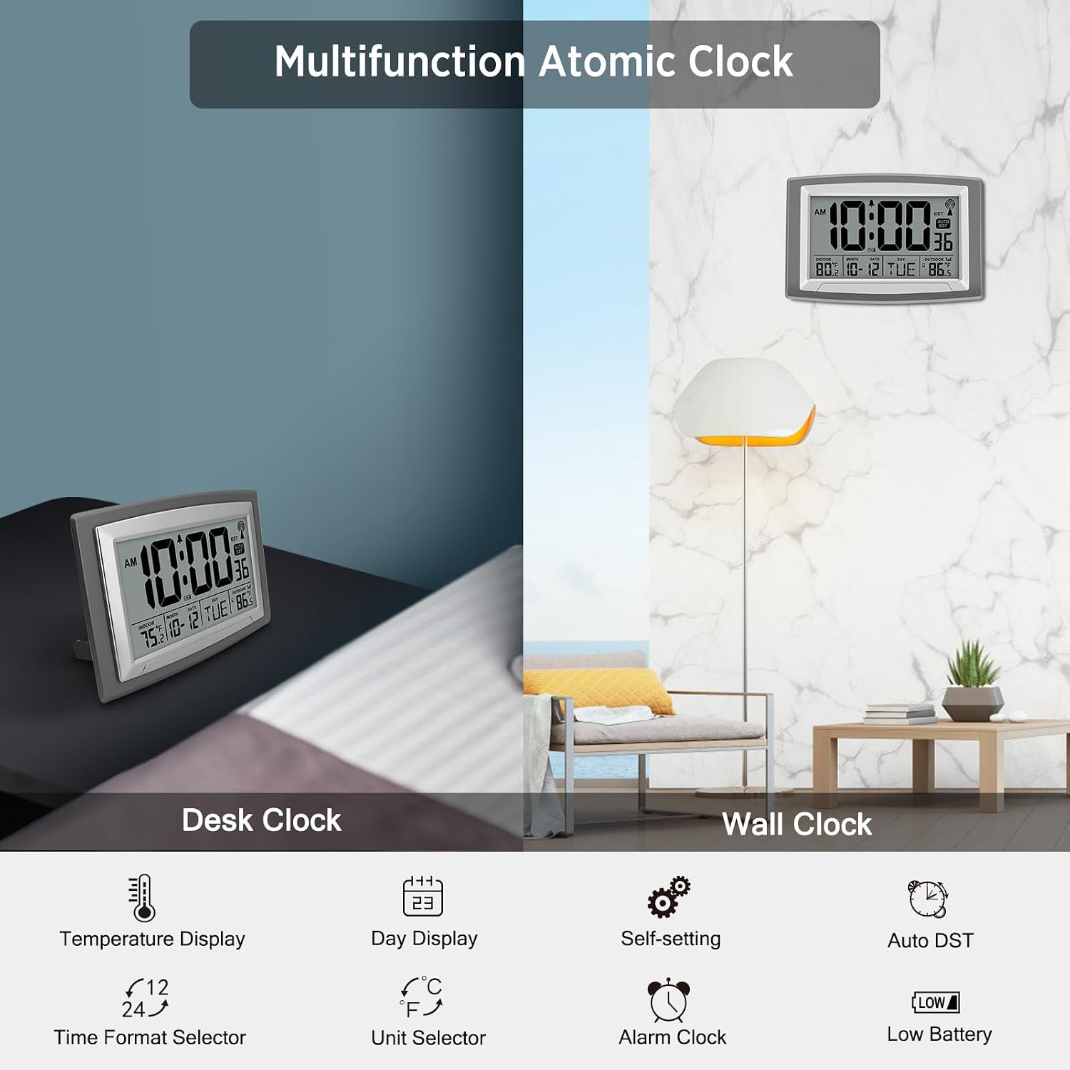 Atomic Clock 12.5 Inch Self-Setting Digi... 8 Atomic Clock 12.5 Inch Self-Setting Digi... - Image 8