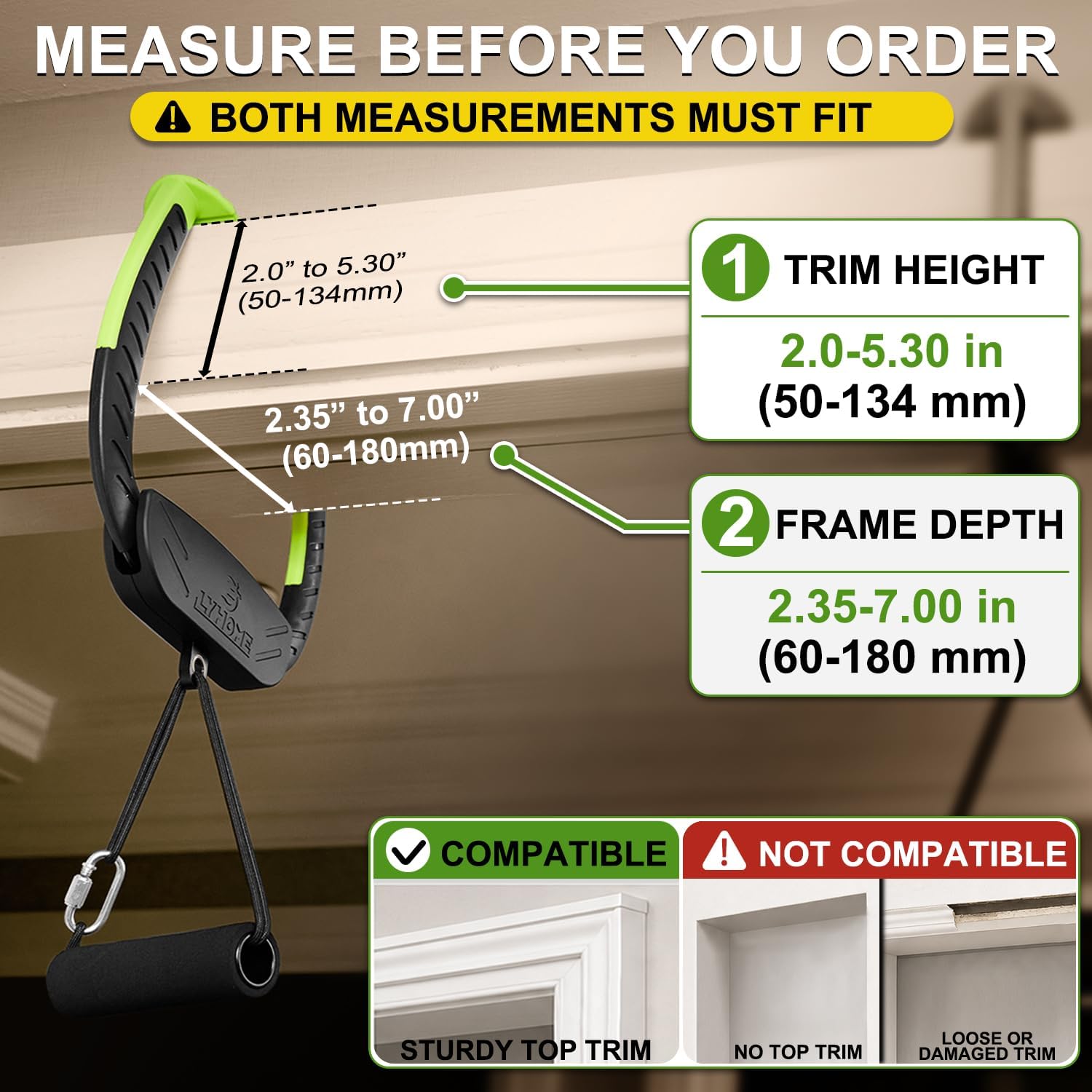 Portable Pull Up Bar for Doorway, 2 Inde... 2 Portable Pull Up Bar for Doorway, 2 Inde... - Image 2