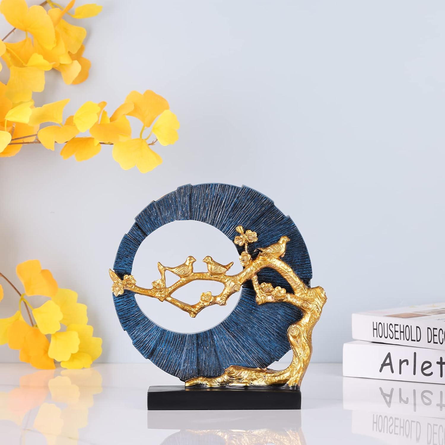 Gold Bird Statue Decor, Gold and Blue Ho... 3 Gold Bird Statue Decor, Gold and Blue Ho... - Image 3