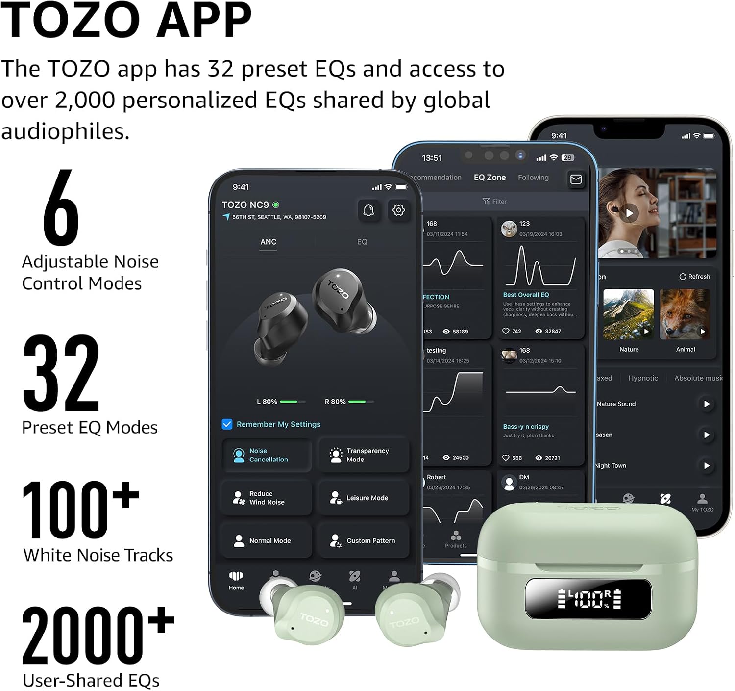 TOZO NC9 Hybrid Active Noise Cancelling ... 6 TOZO NC9 Hybrid Active Noise Cancelling ... - Image 6