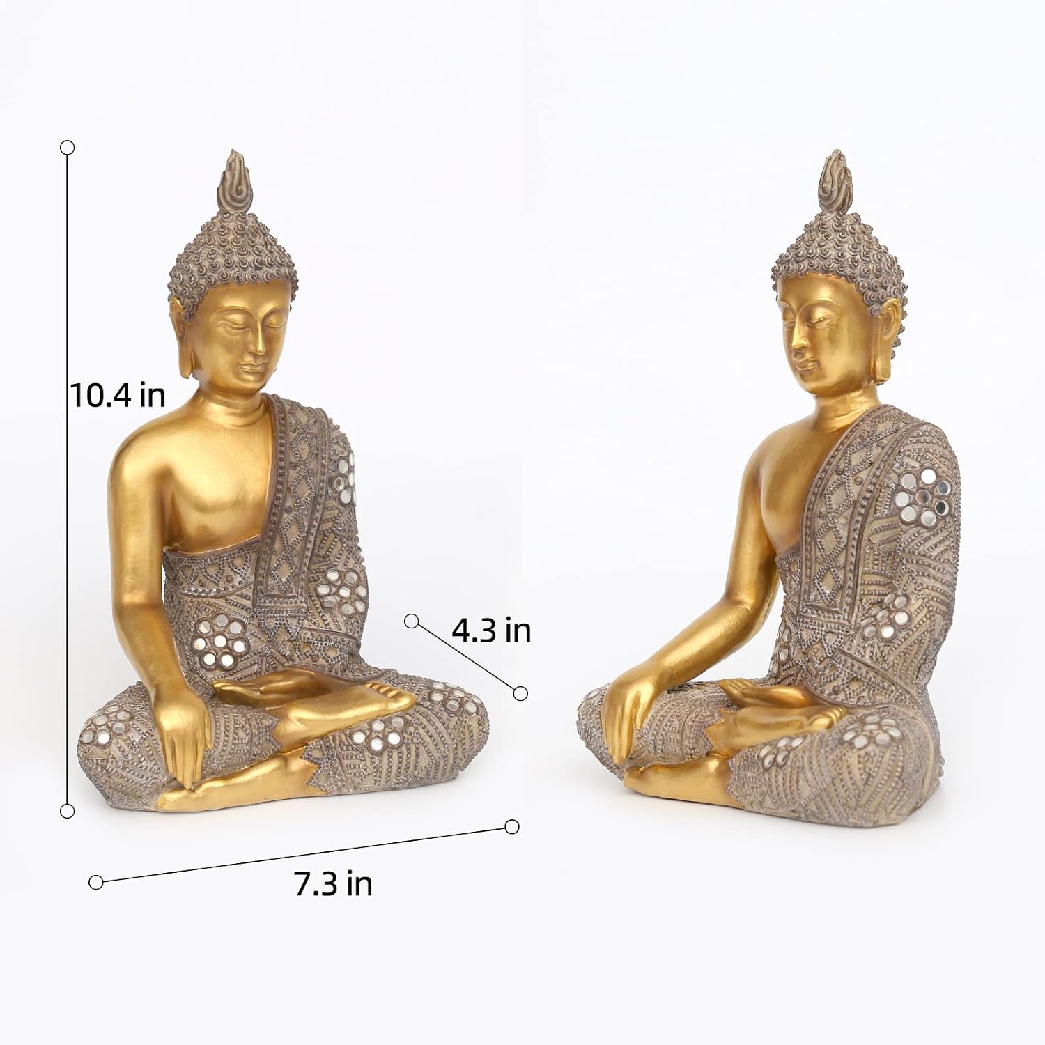 Buddha Statue for Home Decor Gold 10.4”-... 3 Buddha Statue for Home Decor Gold 10.4”-... - Image 3