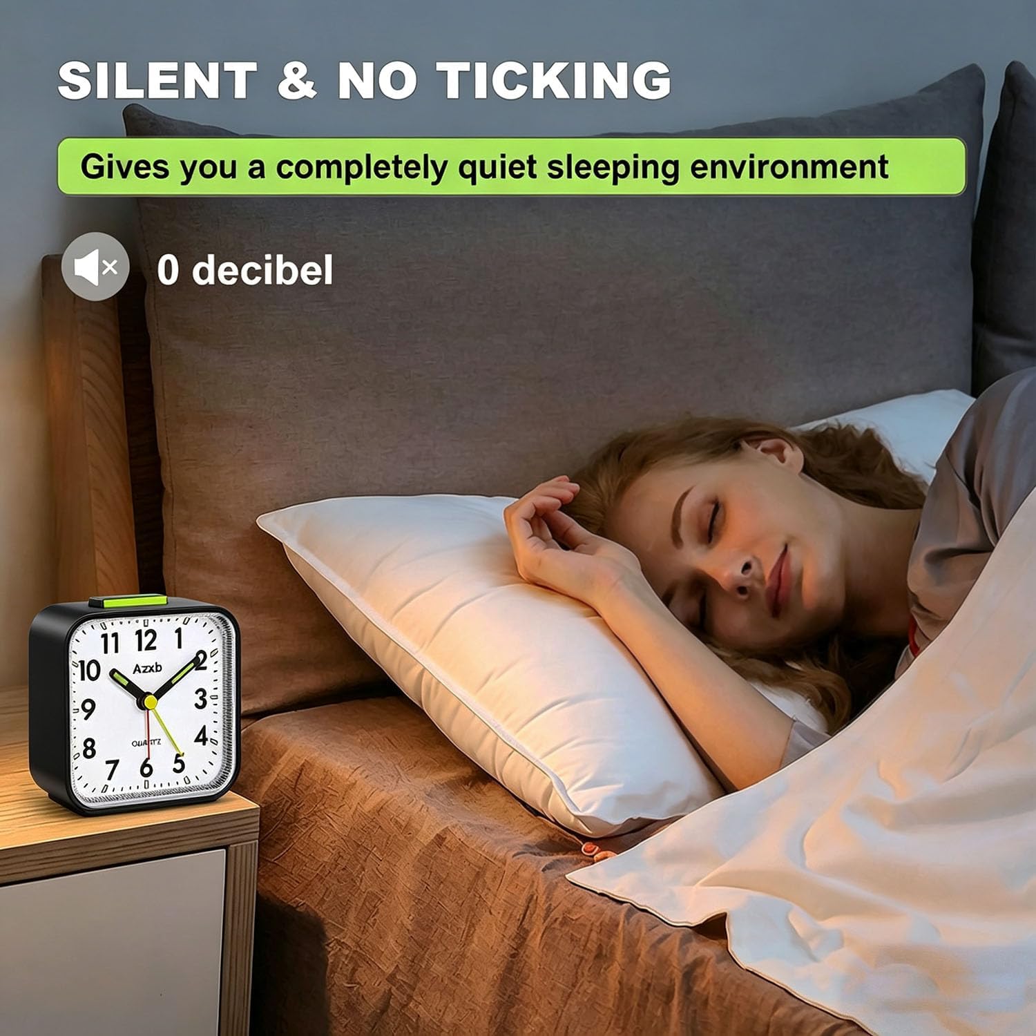 Analog Alarm Clock, Silent No Ticking Ba... 5 Analog Alarm Clock, Silent No Ticking Ba... - Image 5