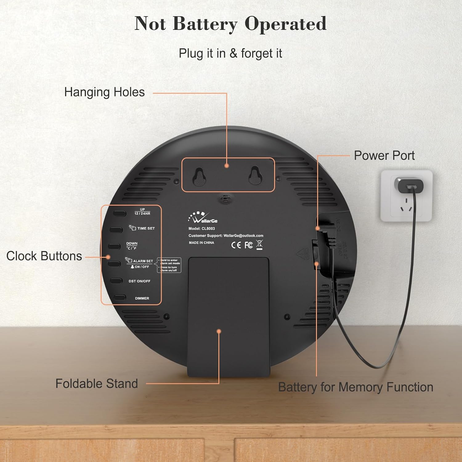 WallarGe Electric Large Digital Wall Clo... 8 WallarGe Electric Large Digital Wall Clo... - Image 8