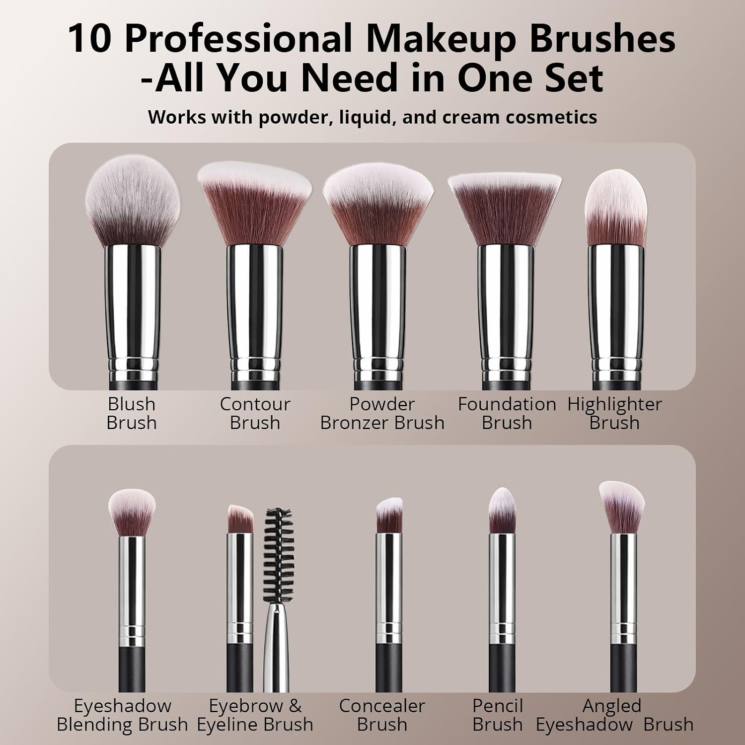 BEAKEY Makeup Brushes set with 2 Blendin... 4 BEAKEY Makeup Brushes set with 2 Blendin... - Image 4