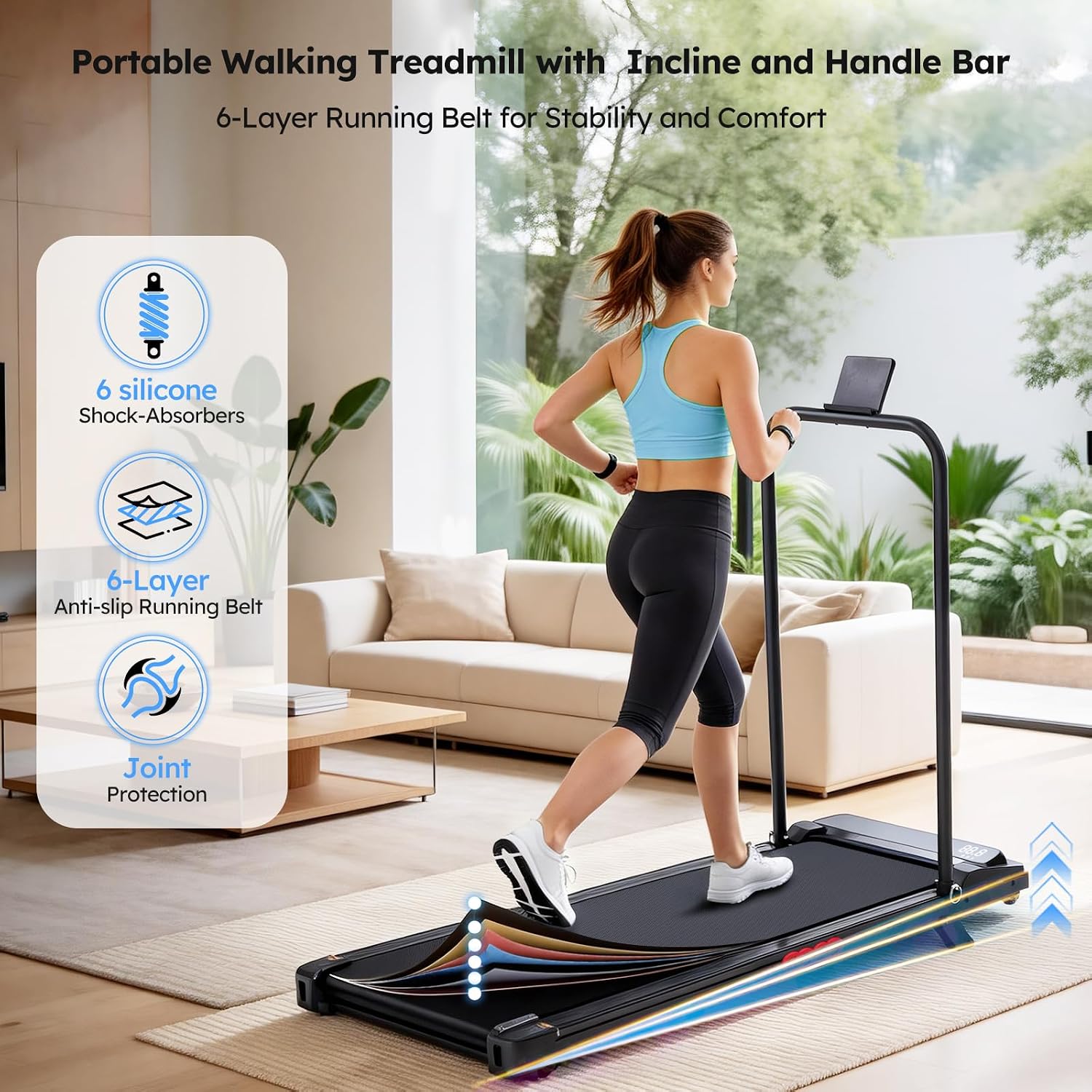 Walking Pad with Incline, Portable Tread... 2 Walking Pad with Incline, Portable Tread... - Image 2