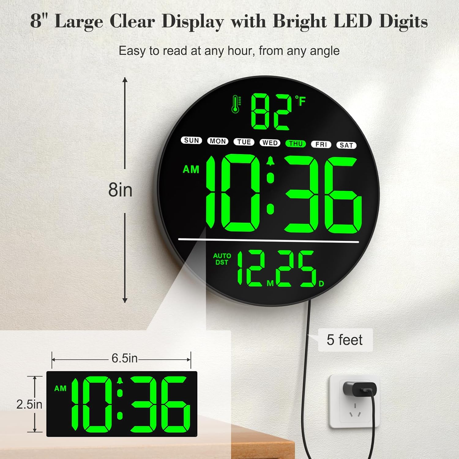 WallarGe Electric Large Digital Wall Clo... 2 WallarGe Electric Large Digital Wall Clo... - Image 2
