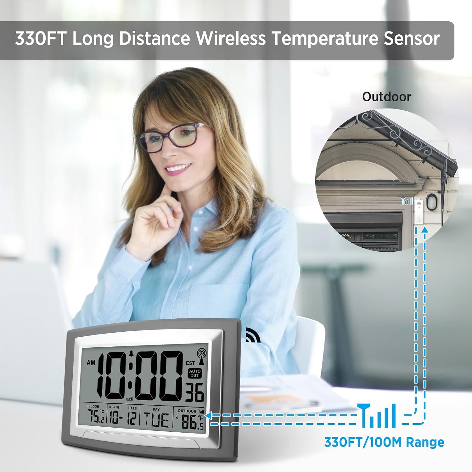 Atomic Clock 12.5 Inch Self-Setting Digi... 6 Atomic Clock 12.5 Inch Self-Setting Digi... - Image 6