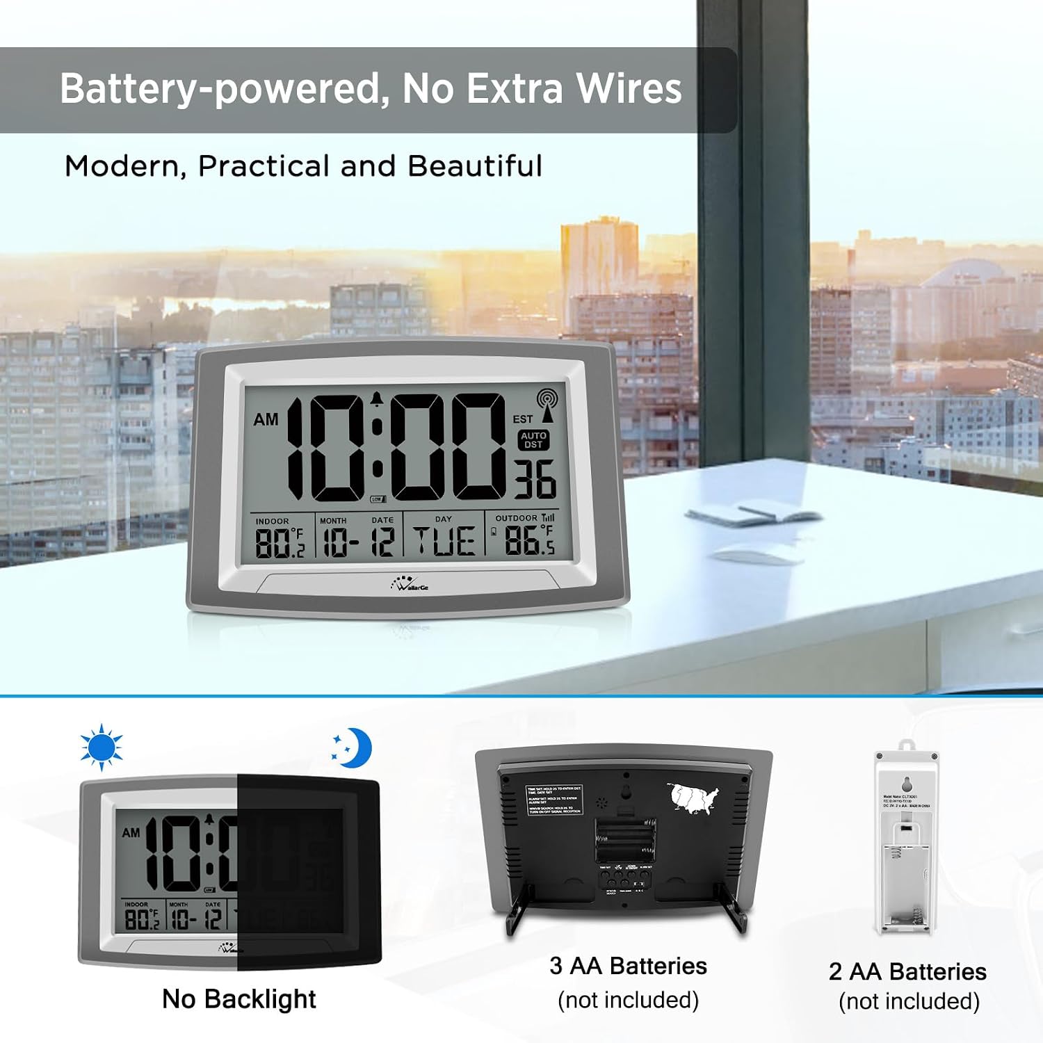 Atomic Clock 12.5 Inch Self-Setting Digi... 7 Atomic Clock 12.5 Inch Self-Setting Digi... - Image 7